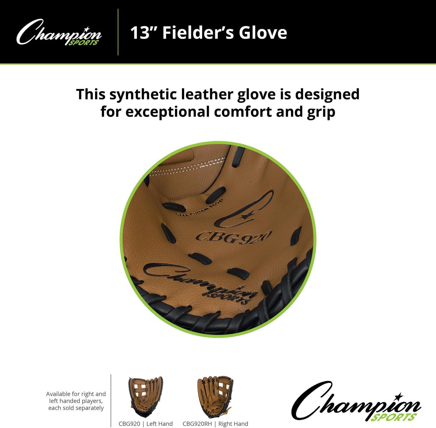 image:imageChampion Sports 14 Physical Ed Glove Soft Leather Front and Nylon Mesh Back for Comfort Grip Adjustable Strap with Velcro Closure Closed Web Age HSAdult LeftHanded Glove