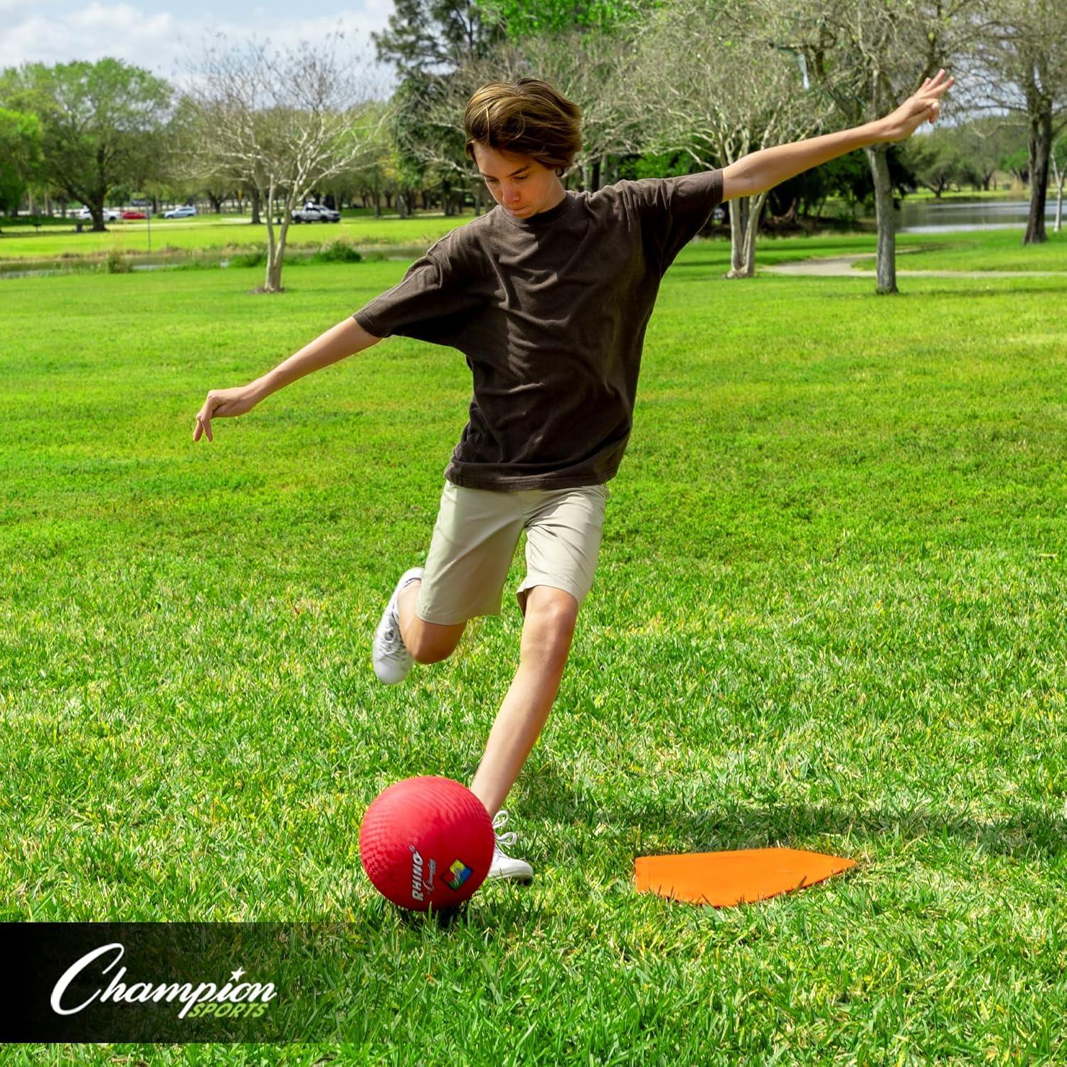 image:imageChampion Sports BaseballSoftball Throw Down Base Sets Durable IndoorOutdoor Training Bases Sets of 4 or 5 in Orange or WhiteSack of Bases w Pitchers Plate and Sack Orange Set of 5