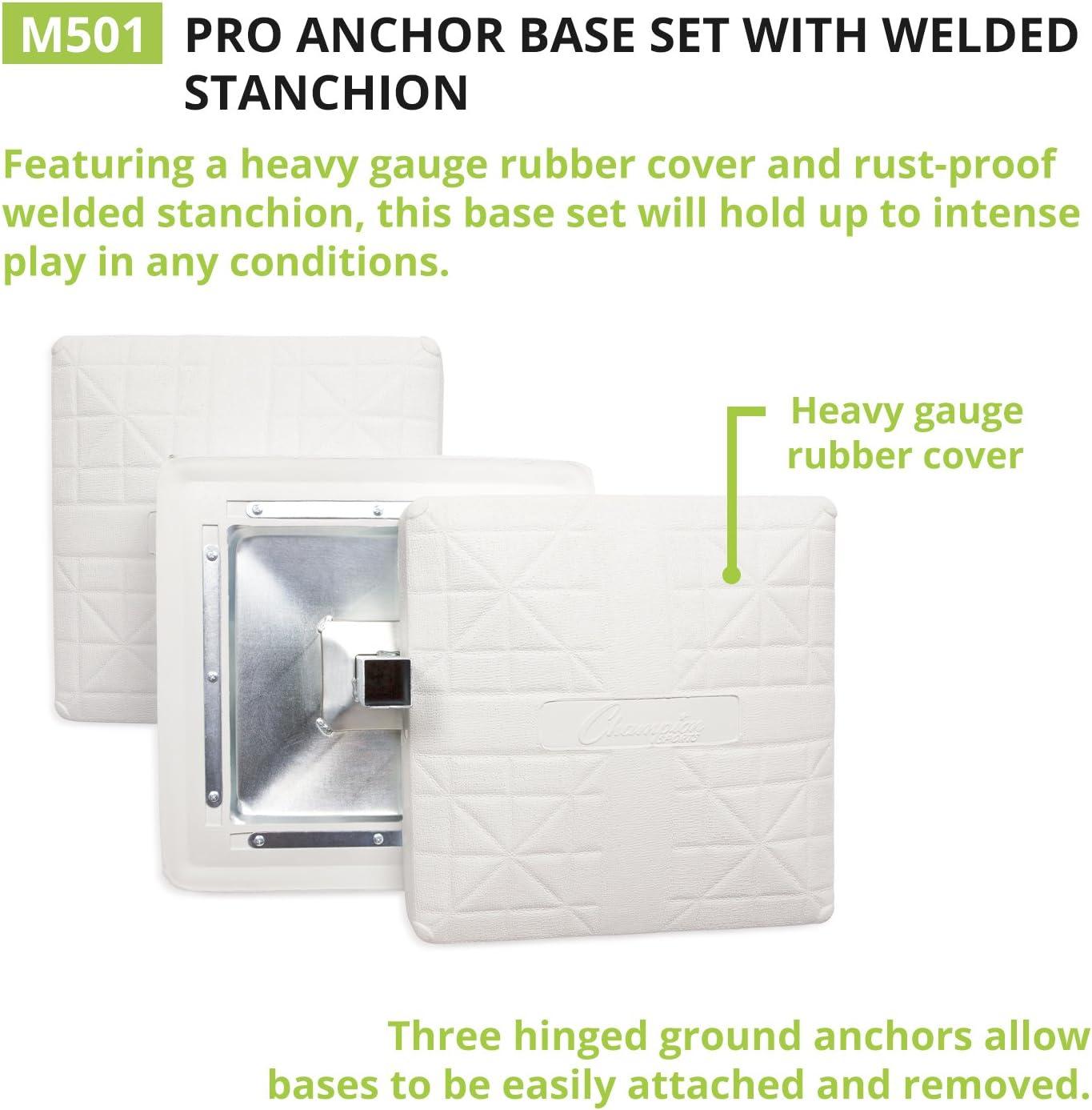 image:imageChampion Sports Pro Anchored Baseball Base Set With Welded Stanchion For All Levels of Baseball and Softball Set of 3 HeavyDuty Bases and Anchors White