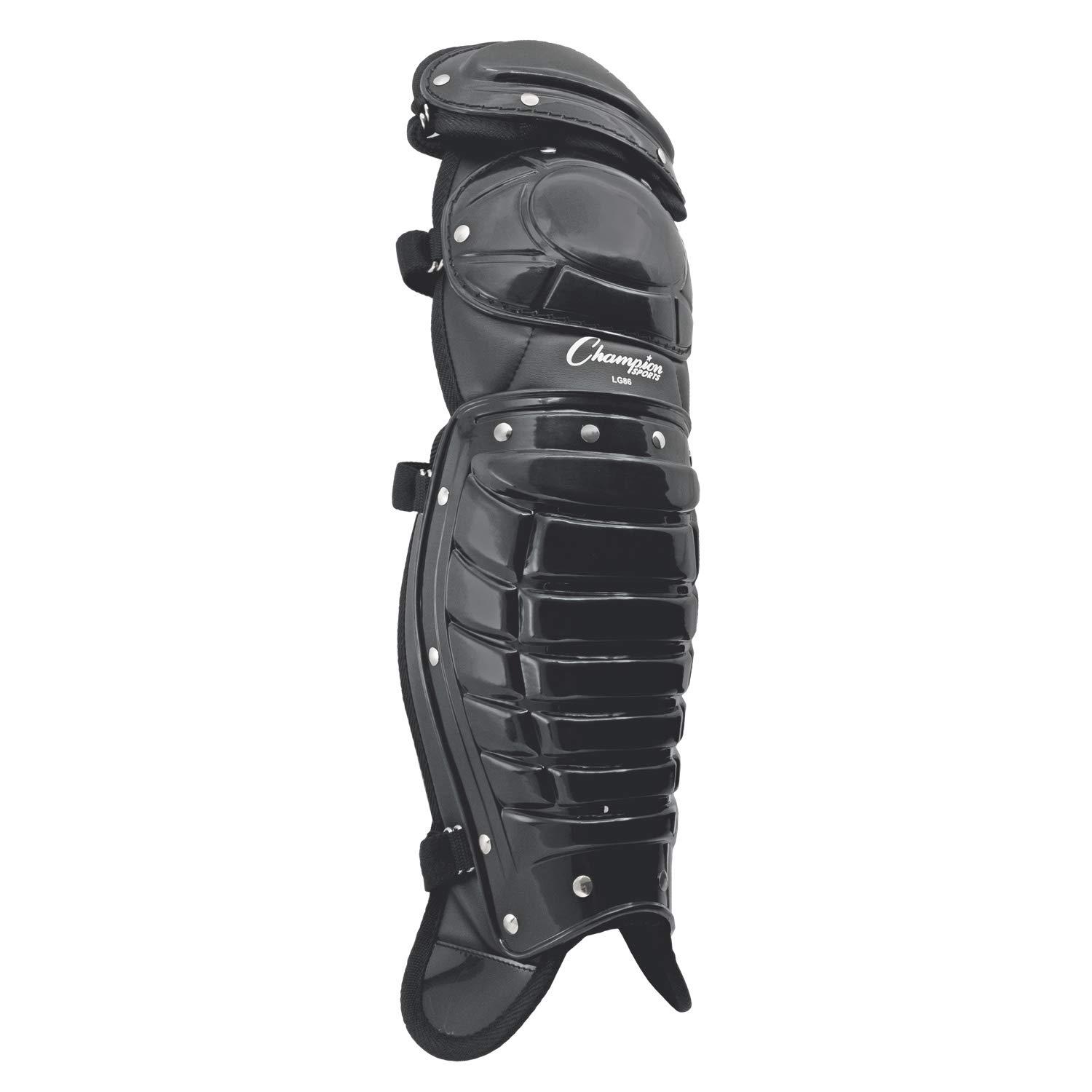 image:imageChampion Sports Umpire Leg Guards Single Knee Umpires Shin Guard for Baseball amp Softball Pair of 165 Umpiring Shin Pads for Adults BlackDouble Knee Wings 165 Long