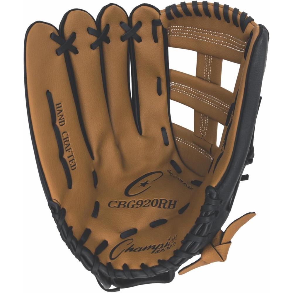 image:imageChampion Sports 13 Glove Synthetic Leather Front and Back Double Bar OpenWeb and Conventional Back Design Deep Set Pocket Age Adult LargeHigh School RightHanded Glove