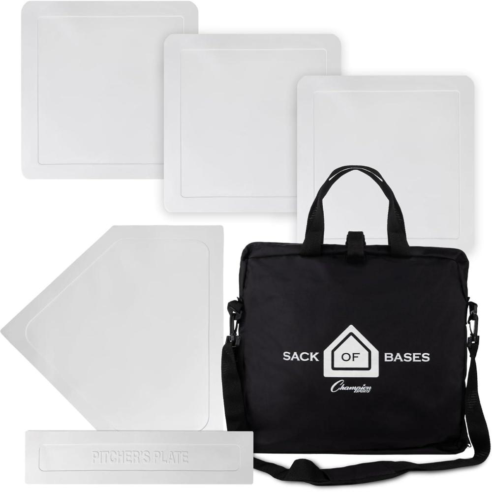 image:imageChampion Sports BaseballSoftball Throw Down Base Sets Durable IndoorOutdoor Training Bases Sets of 4 or 5 in Orange or WhiteSack of Bases w Pitchers Plate and Sack White Set of 5