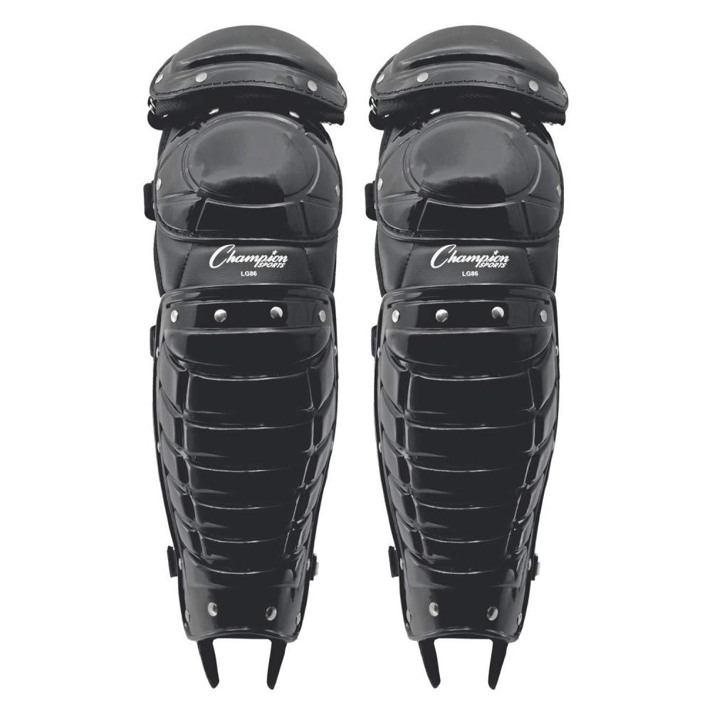 image:imageChampion Sports Umpire Leg Guards Single Knee Umpires Shin Guard for Baseball amp Softball  Pair of 165 Umpiring Shin Pads for Adults  BlackDouble Knee  Wings 165 Long