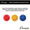 Champion Sports 9″ Hollow Plastic Baseballs – Lightweight, Durable Practice Balls for All Ages – Multiple Pack Sizes & Colors(Assorted Color)