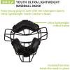 Champion Sports Pro Baseball Adult Mask – Umpires and Catchers – Extra Protection – Extended Guards – Adjustable Harness Baseball Mask – Adult Size,Black(Youth (Lightweight))