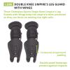 Champion Sports Umpire Leg Guards: Single Knee Umpire’s Shin Guard for Baseball & Softball – Pair of 16.5″ Umpiring Shin Pads for Adults – Black(Double Knee & Wings (16.5″ Long))