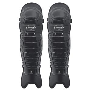 Champion Sports Umpire Leg Guards: Single Knee Umpire’s Shin Guard for Baseball & Softball – Pair of 16.5″ Umpiring Shin Pads for Adults – Black(Single Knee (16.5″ Long))