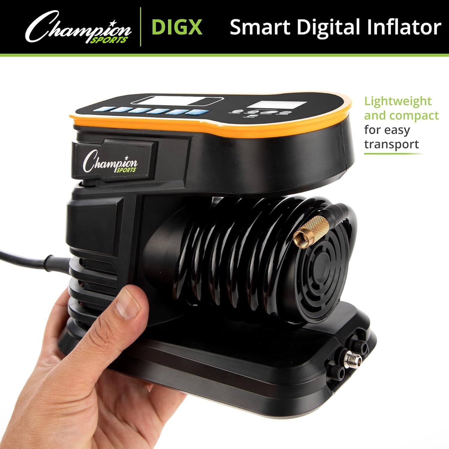 image:imageChampion Sports Digital Air Pump Electronic Inflator for Sports Balls Portable Smart Ball Pump for Basketball Soccer Ball Football Volleyball Comes with Pressure Gauge and 3 Needle Tips