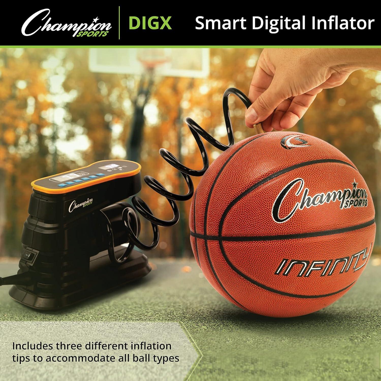 image:imageChampion Sports Digital Air Pump Electronic Inflator for Sports Balls Portable Smart Ball Pump for Basketball Soccer Ball Football Volleyball Comes with Pressure Gauge and 3 Needle Tips