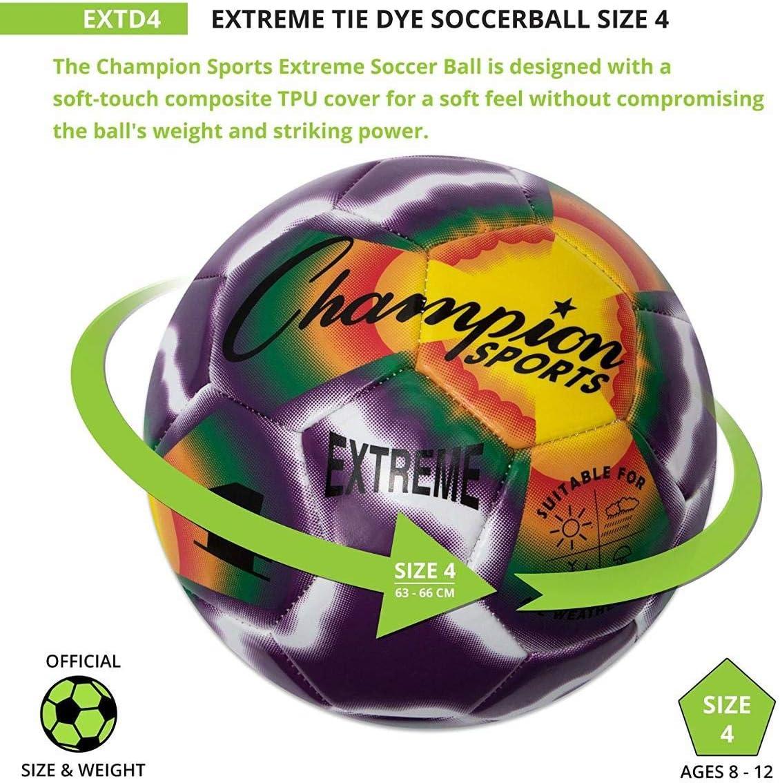 image:imageChampion Sports Extreme TieDye Soccer Ball Durable AllWeather Soccer Ball for Kids Youth amp Adults Sizes 3 4 5Multi Tie Dye