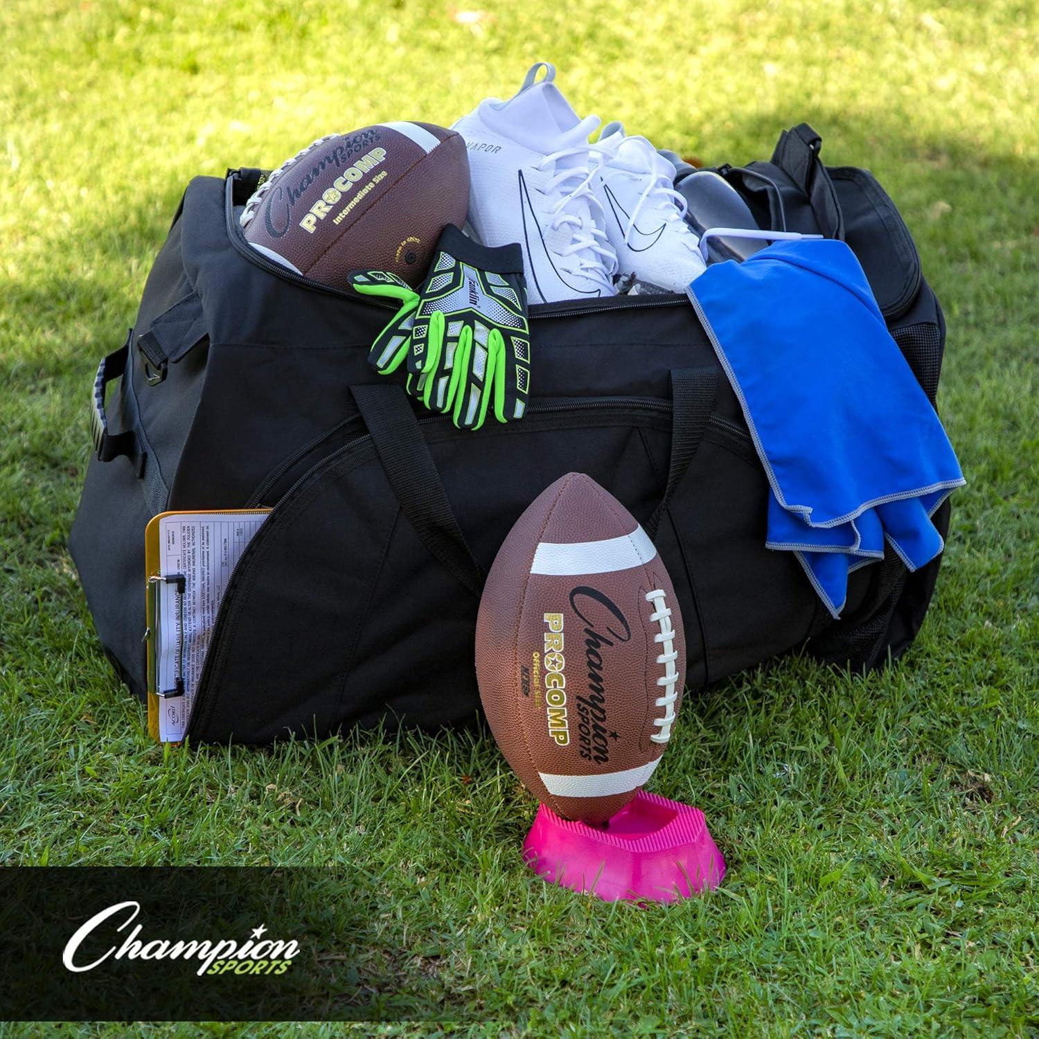 image:imageChampion Sports Football Kicking Tee for Kickoff Practice 1 Black Ball Holder Tees for Footballs Kicking Block and Accessories for Adults Kids Coaches
