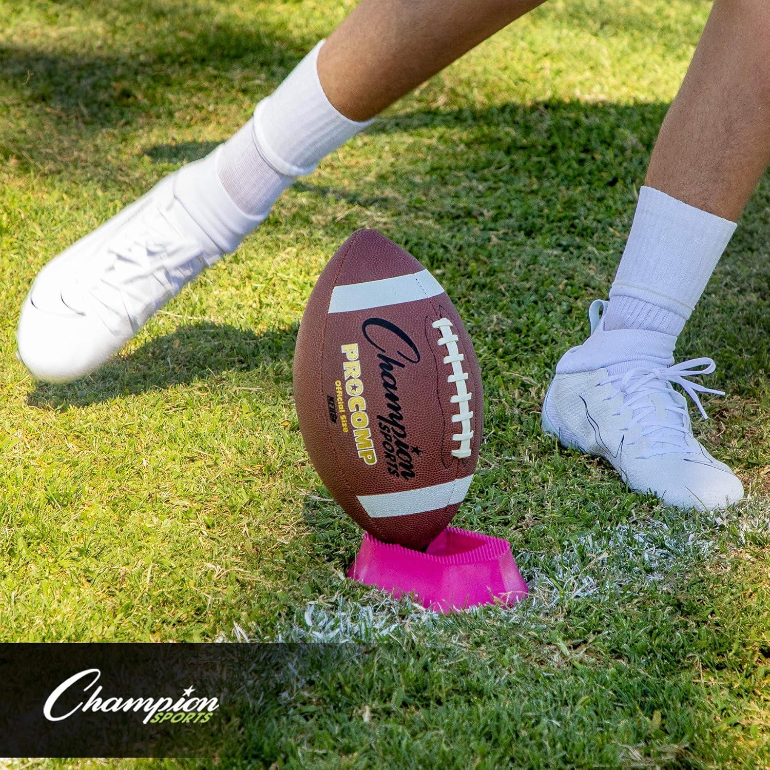 image:imageChampion Sports Football Kicking Tee for Kickoff Practice 1 Black Ball Holder Tees for Footballs Kicking Block and Accessories for Adults Kids Coaches