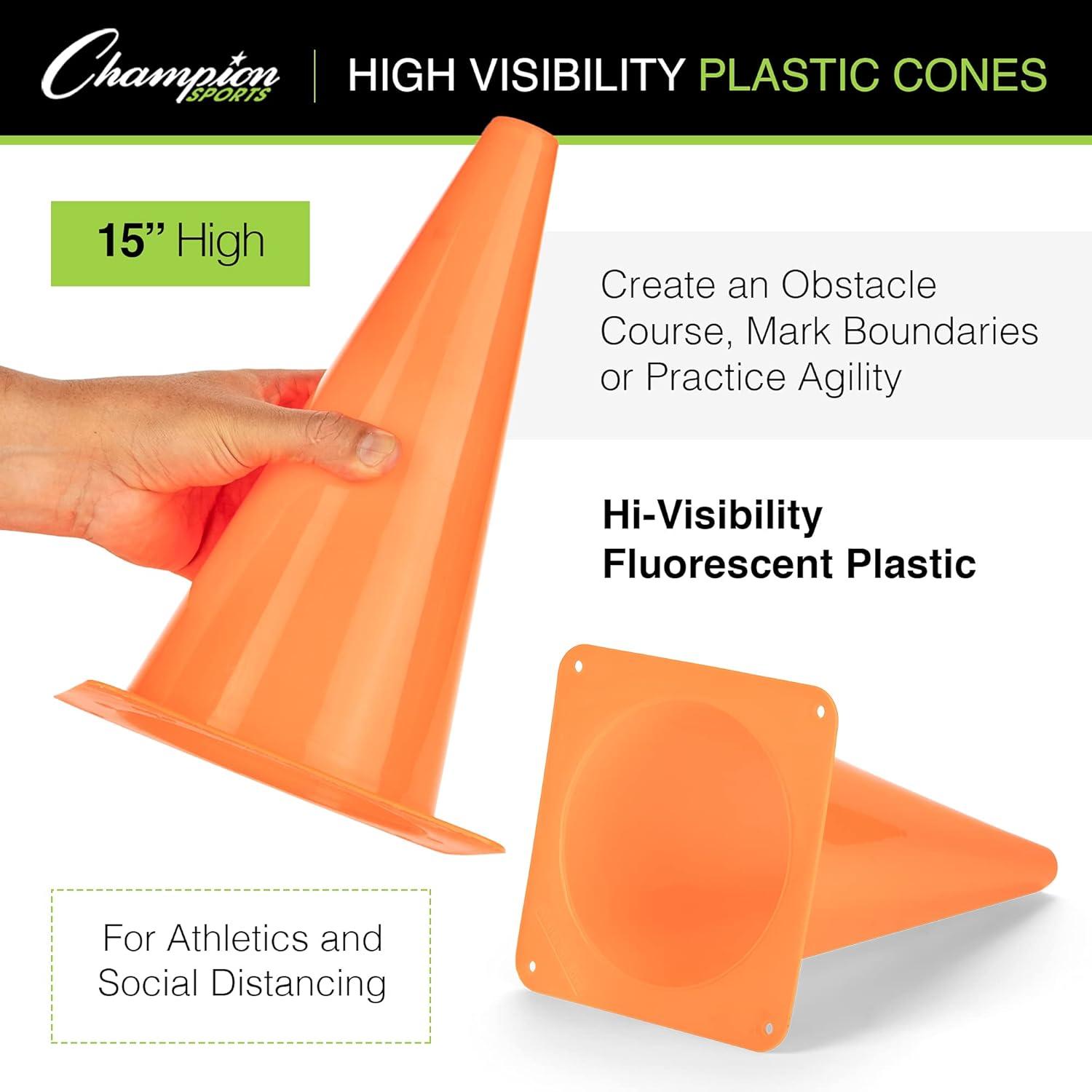 image:imageChampion Sports Hi Visibility Fluorescent Poly ConeFlouroscent Orange