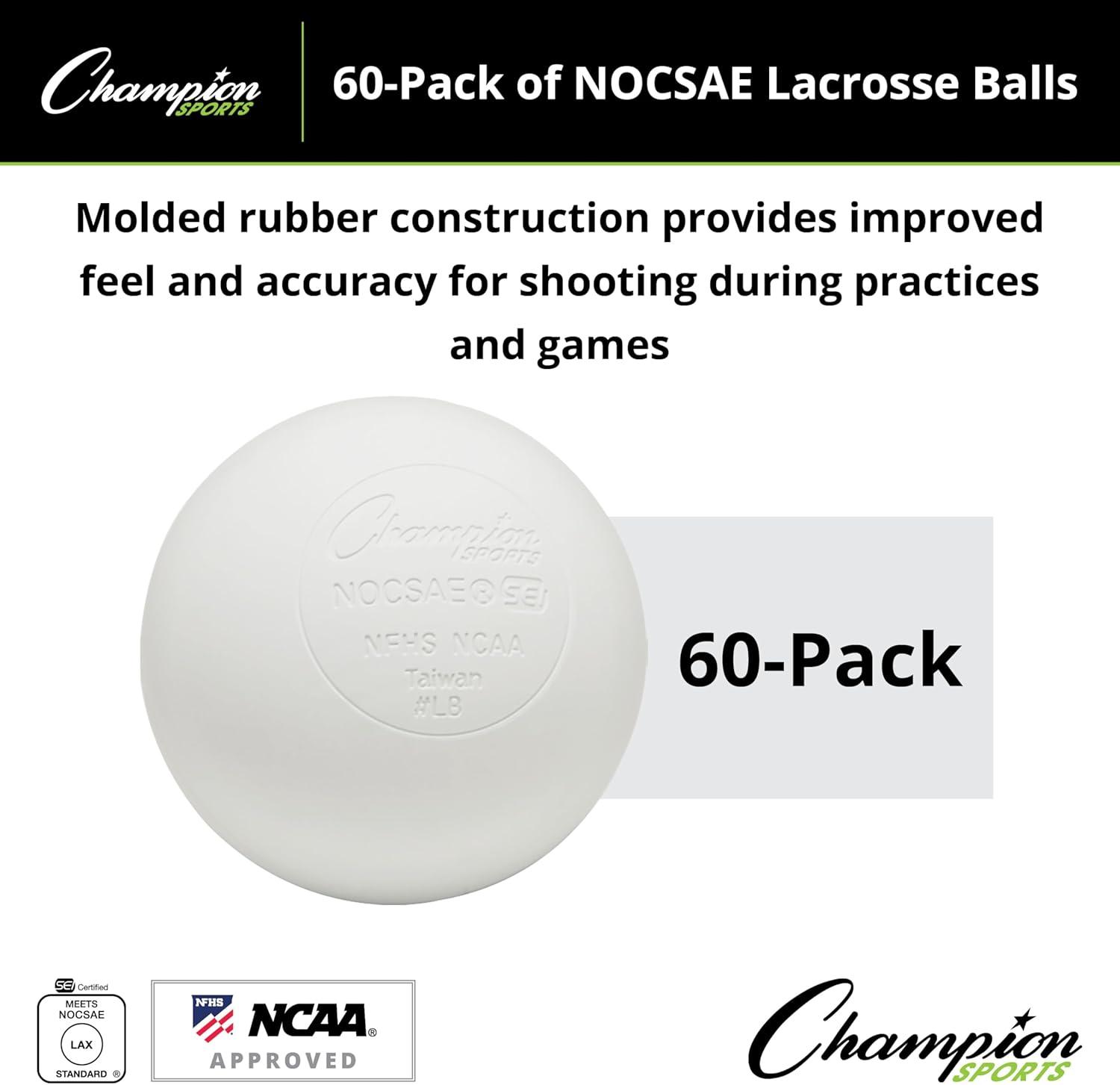 image:imageChampion Sports Lacrosse Balls Official Size amp Weight NCAA amp NFHS Approved SEI Certified Pro College amp Youth Game amp Practice Use MultiColor Packs of 3 6 amp 12White