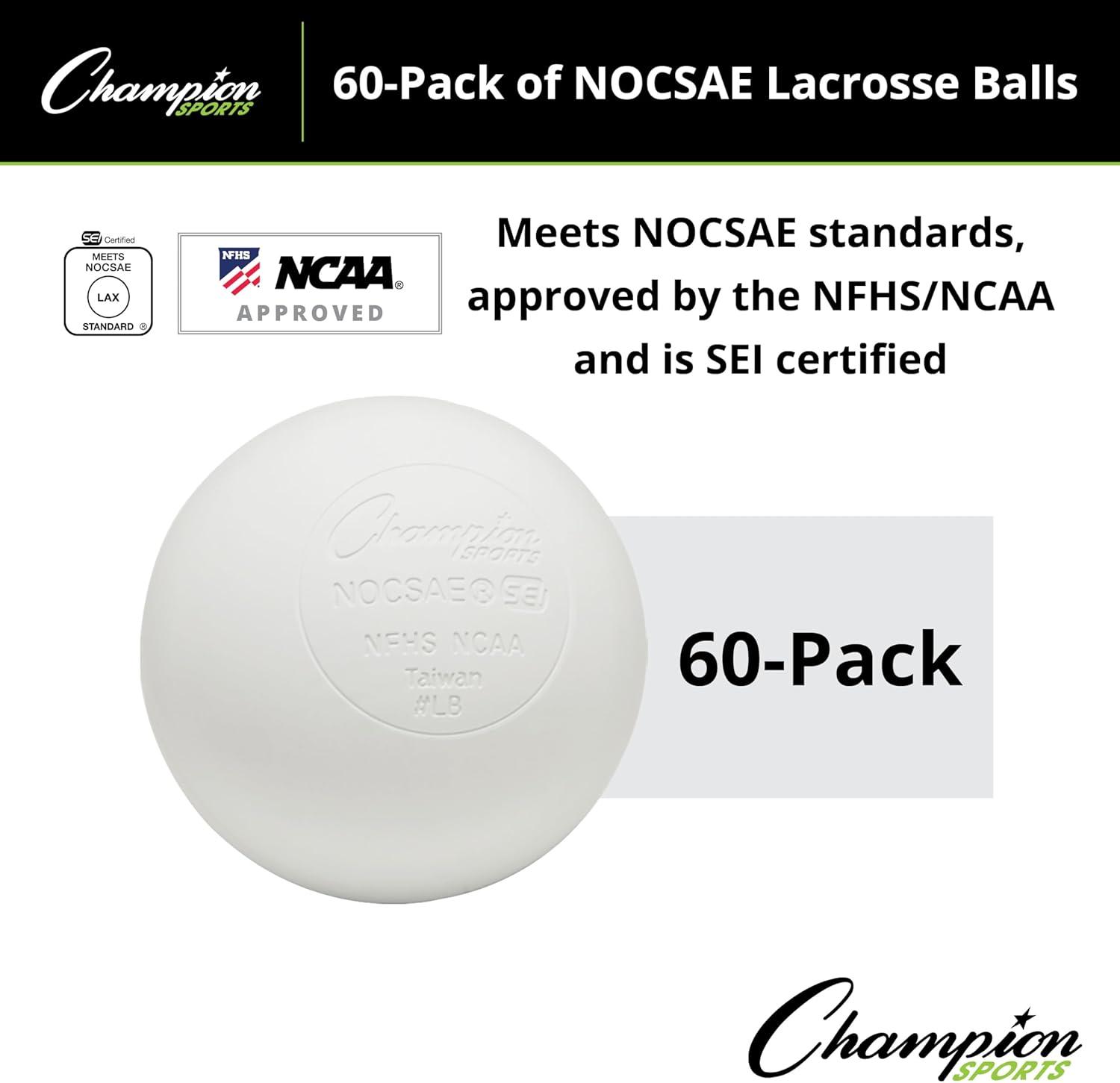 image:imageChampion Sports Lacrosse Balls Official Size amp Weight NCAA amp NFHS Approved SEI Certified Pro College amp Youth Game amp Practice Use MultiColor Packs of 3 6 amp 12White