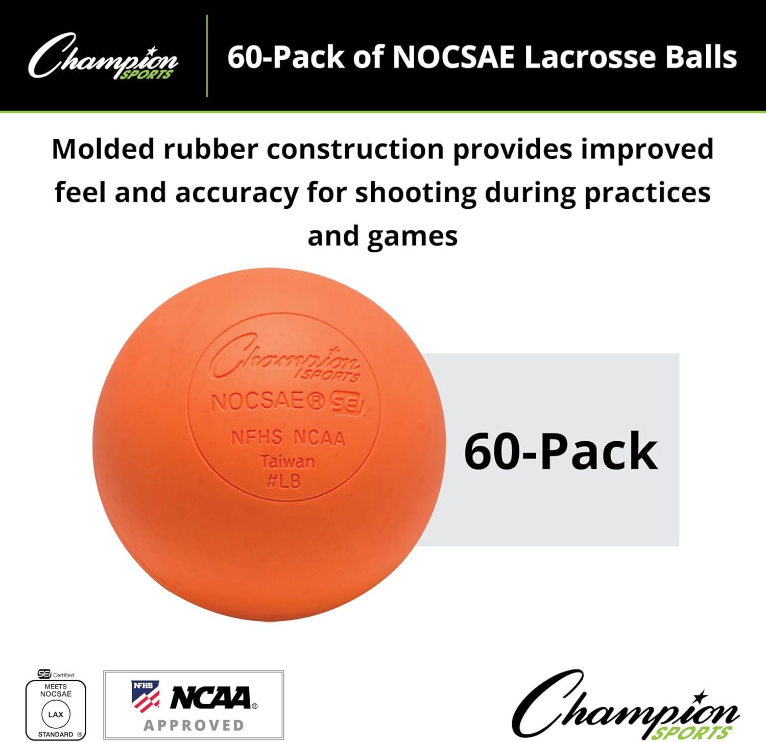 image:imageChampion Sports Lacrosse Balls Official Size amp Weight NCAA amp NFHS Approved SEI Certified Pro College amp Youth Game amp Practice Use MultiColor Packs of 3 6 amp 12Orange