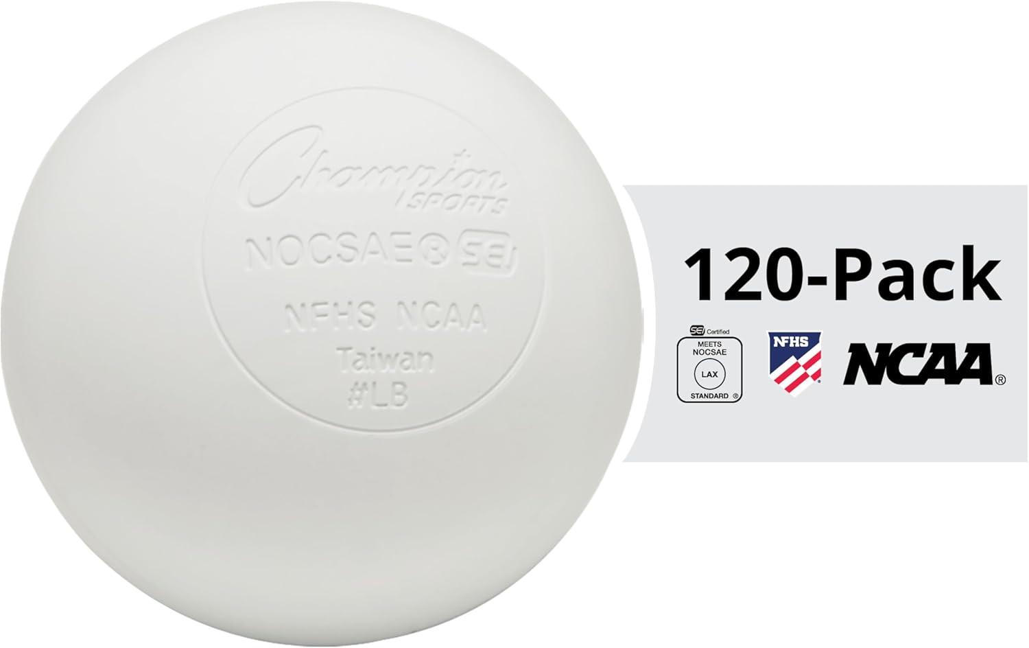 image:imageChampion Sports Lacrosse Balls Official Size amp Weight NCAA amp NFHS Approved SEI Certified Pro College amp Youth Game amp Practice Use MultiColor Packs of 3 6 amp 12White