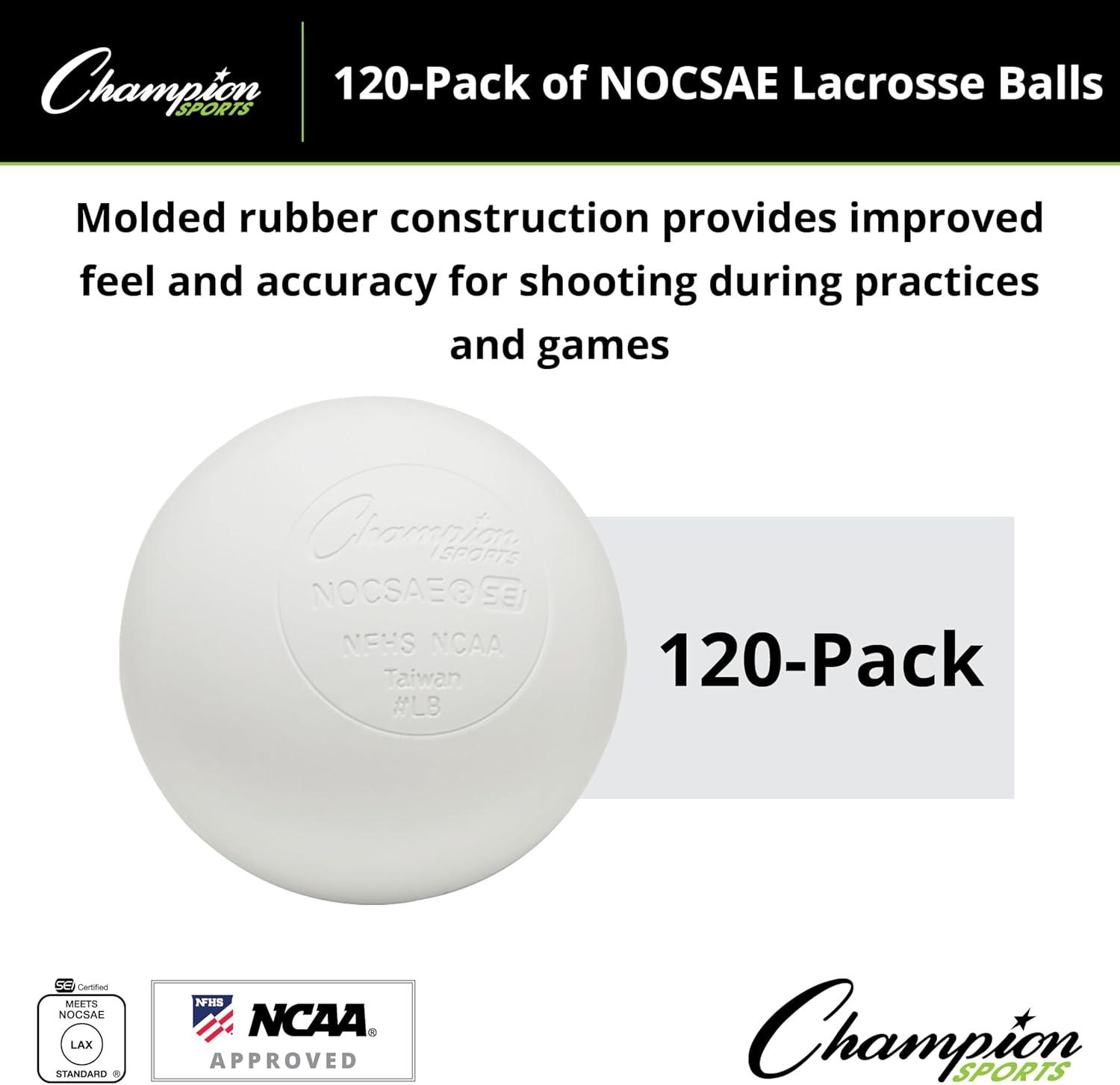 image:imageChampion Sports Lacrosse Balls Official Size amp Weight NCAA amp NFHS Approved SEI Certified Pro College amp Youth Game amp Practice Use MultiColor Packs of 3 6 amp 12White