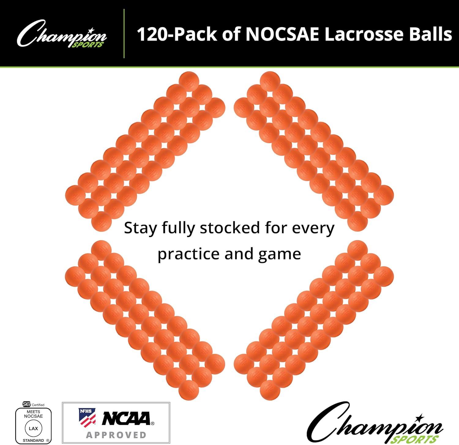 image:imageChampion Sports Lacrosse Balls Official Size amp Weight NCAA amp NFHS Approved SEI Certified Pro College amp Youth Game amp Practice Use MultiColor Packs of 3 6 amp 12Orange