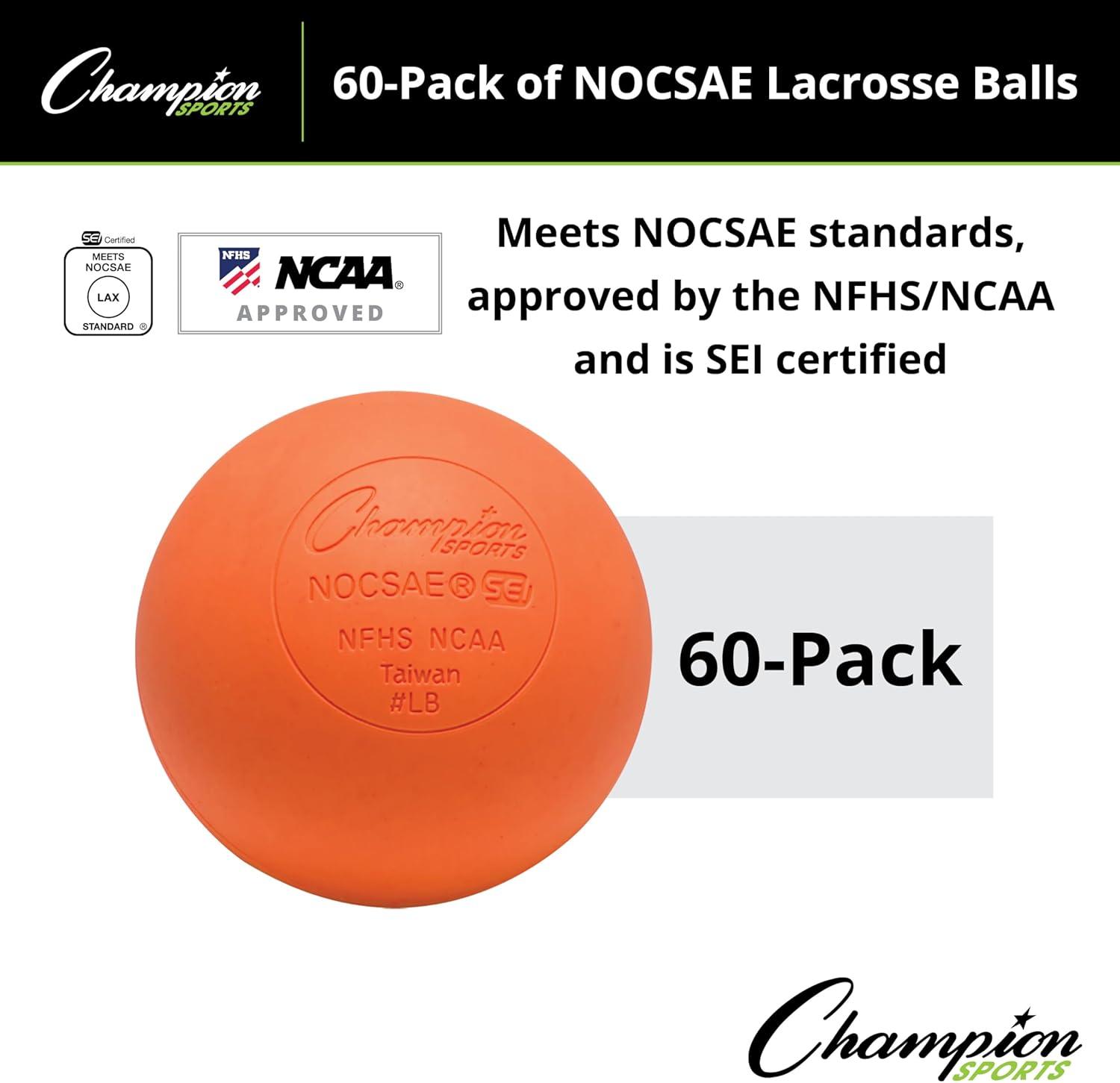 image:imageChampion Sports Lacrosse Balls Official Size amp Weight NCAA amp NFHS Approved SEI Certified Pro College amp Youth Game amp Practice Use MultiColor Packs of 3 6 amp 12Orange