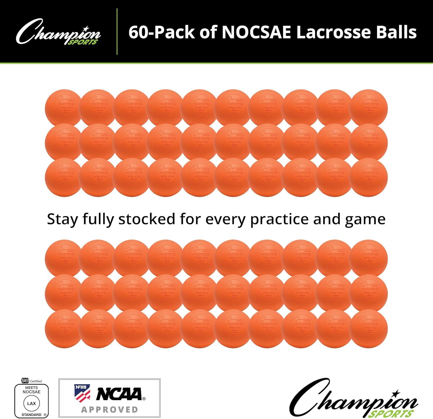 image:imageChampion Sports Lacrosse Balls Official Size amp Weight NCAA amp NFHS Approved SEI Certified Pro College amp Youth Game amp Practice Use MultiColor Packs of 3 6 amp 12Orange