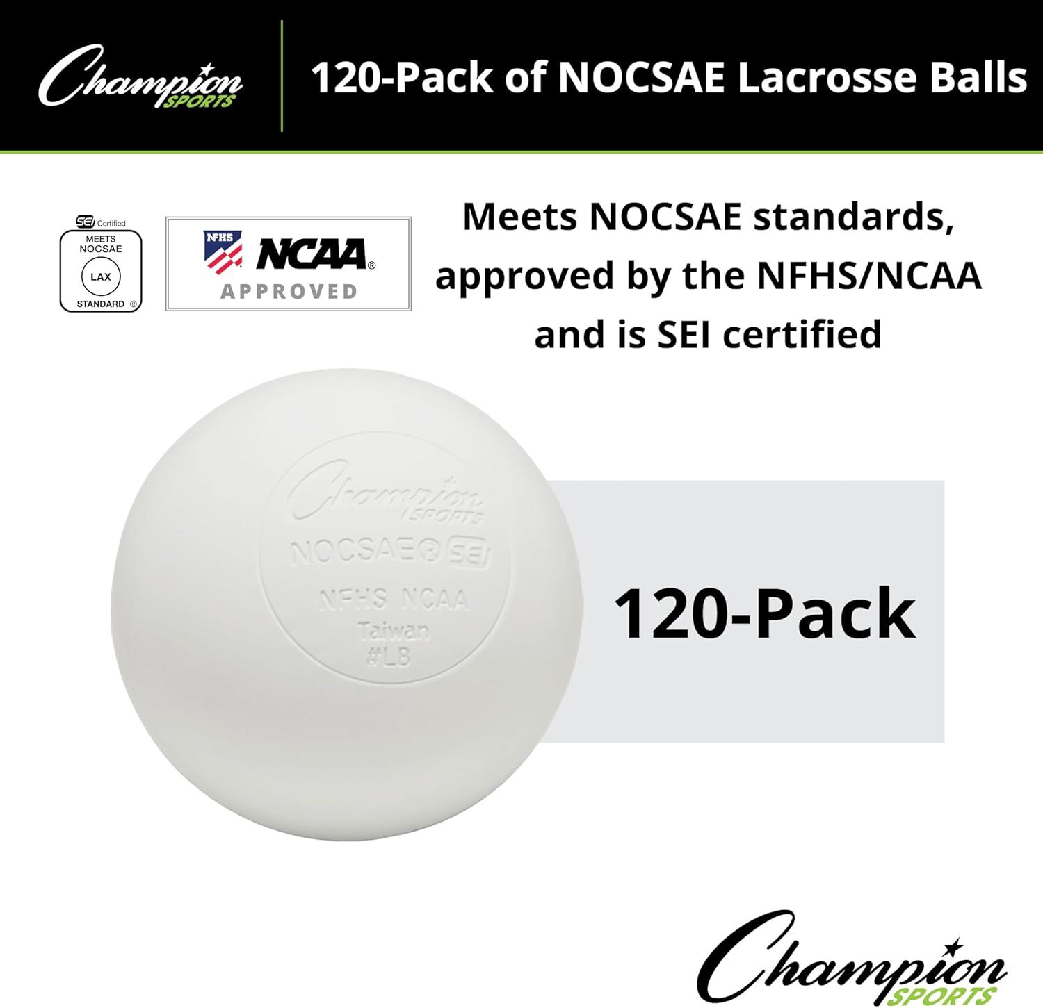 image:imageChampion Sports Lacrosse Balls Official Size amp Weight NCAA amp NFHS Approved SEI Certified Pro College amp Youth Game amp Practice Use MultiColor Packs of 3 6 amp 12White