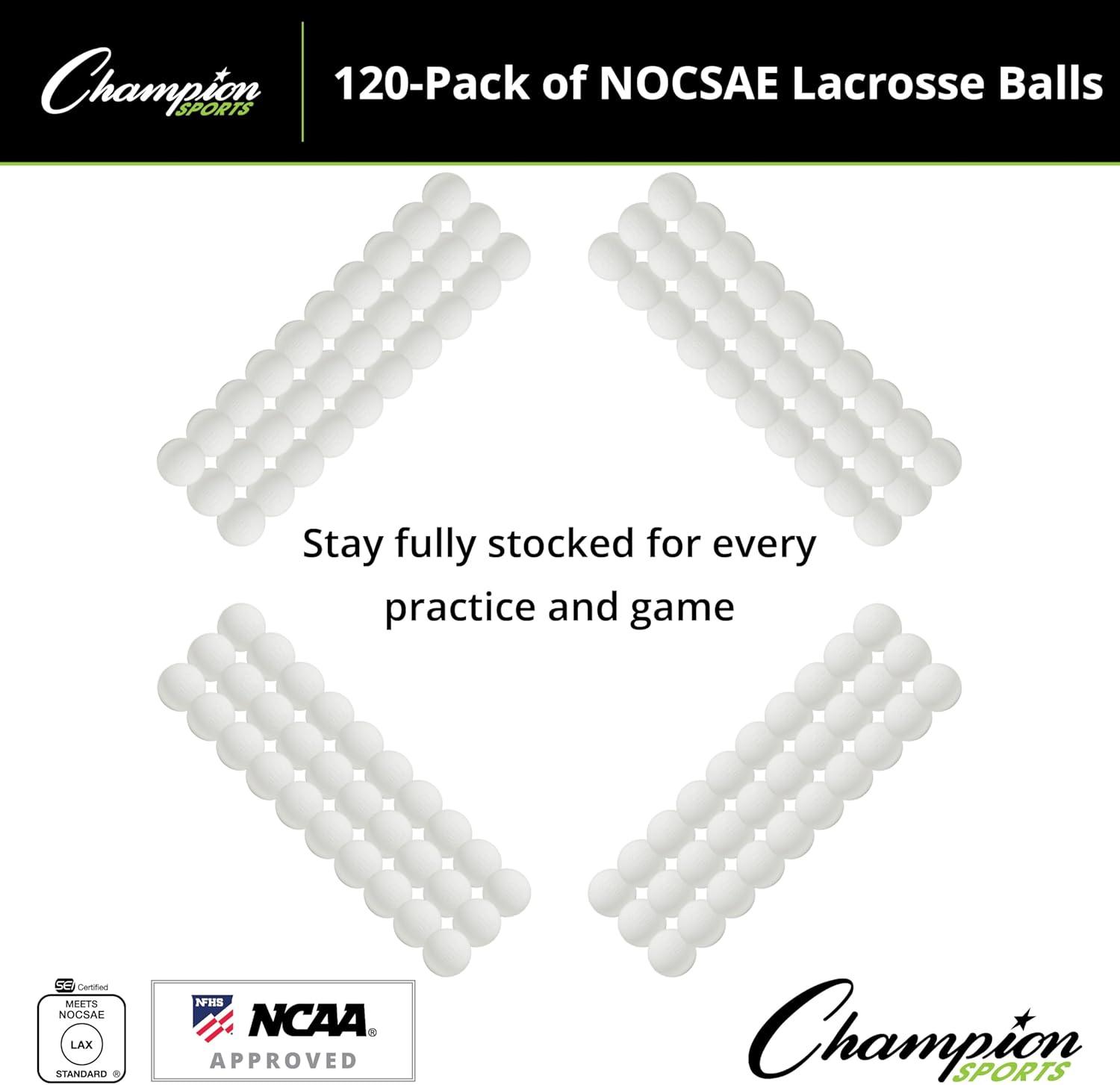 image:imageChampion Sports Lacrosse Balls Official Size amp Weight NCAA amp NFHS Approved SEI Certified Pro College amp Youth Game amp Practice Use MultiColor Packs of 3 6 amp 12White