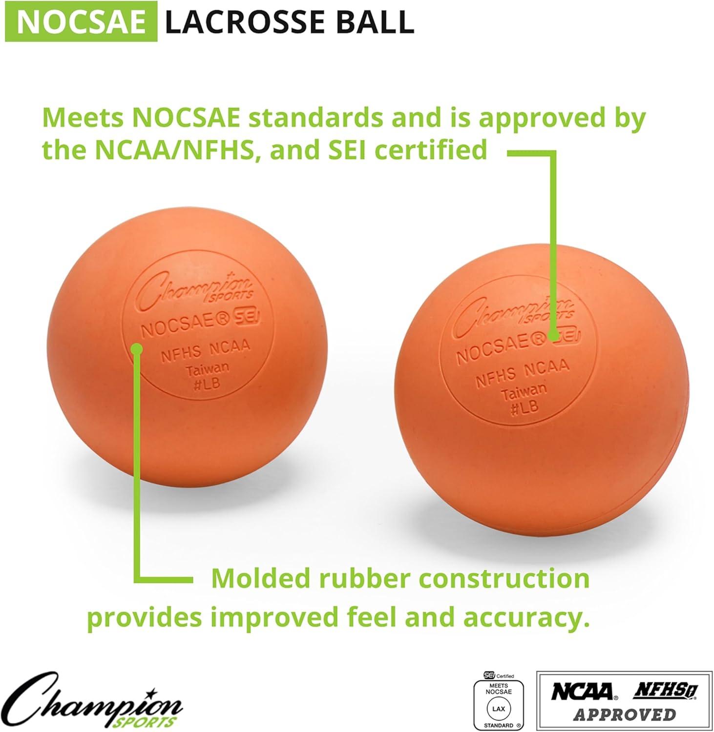 image:imageChampion Sports Lacrosse Balls Official Size amp Weight NCAA amp NFHS Approved SEI Certified Pro College amp Youth Game amp Practice Use MultiColor Packs of 3 6 amp 12Orange