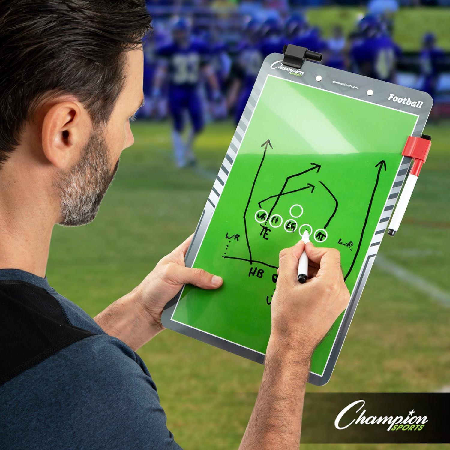 image:imageChampion Sports Large amp XL Dry Erase Board For Coaching Whiteboards for Strategizing Techniques Plays 2Sided Boards with Front Side Full Field Backside Half Field and LineupFootball