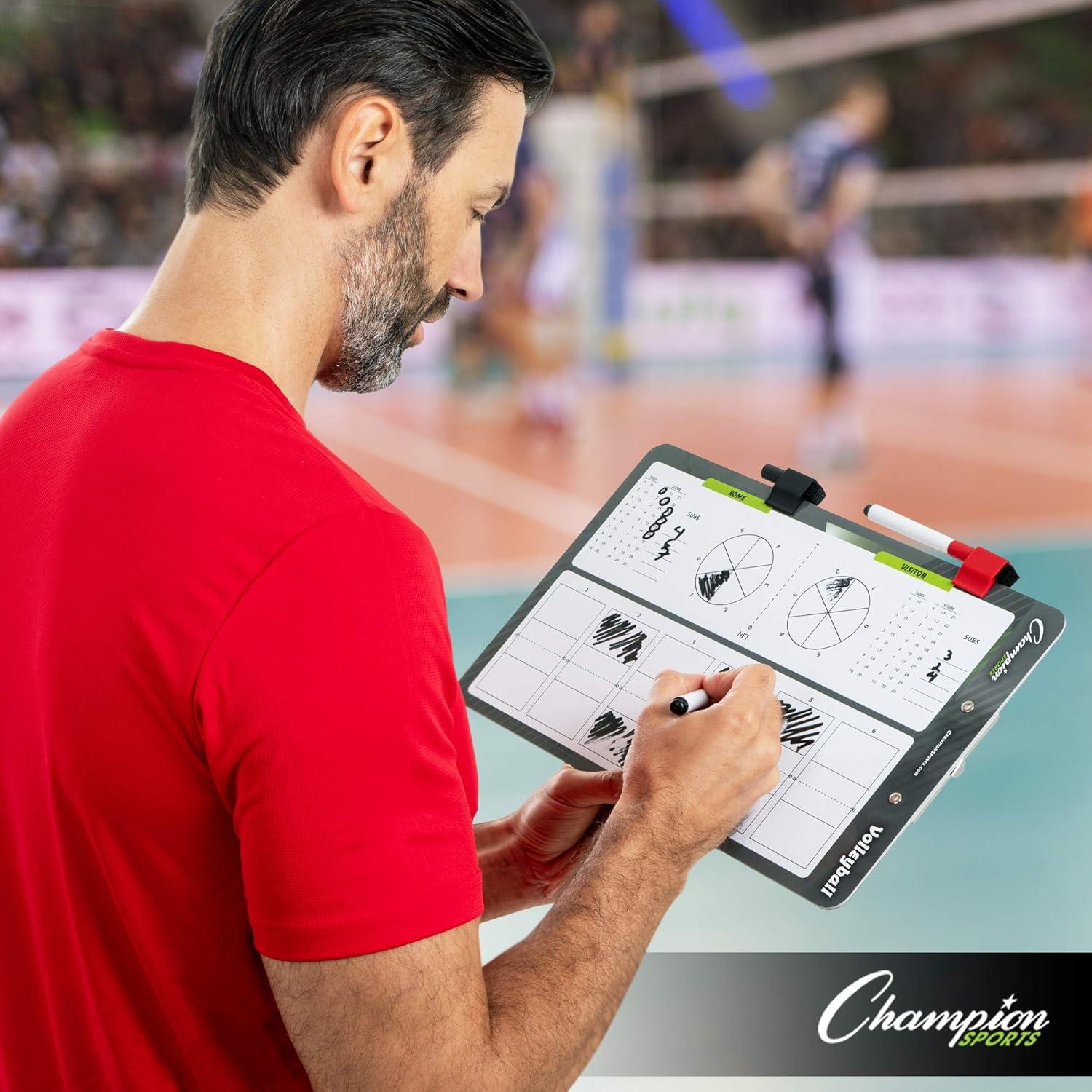 image:imageChampion Sports Large amp XL Dry Erase Board For Coaching Whiteboards for Strategizing Techniques Plays 2Sided Boards with Front Side Full Field Backside Half Field and LineupVolleyball