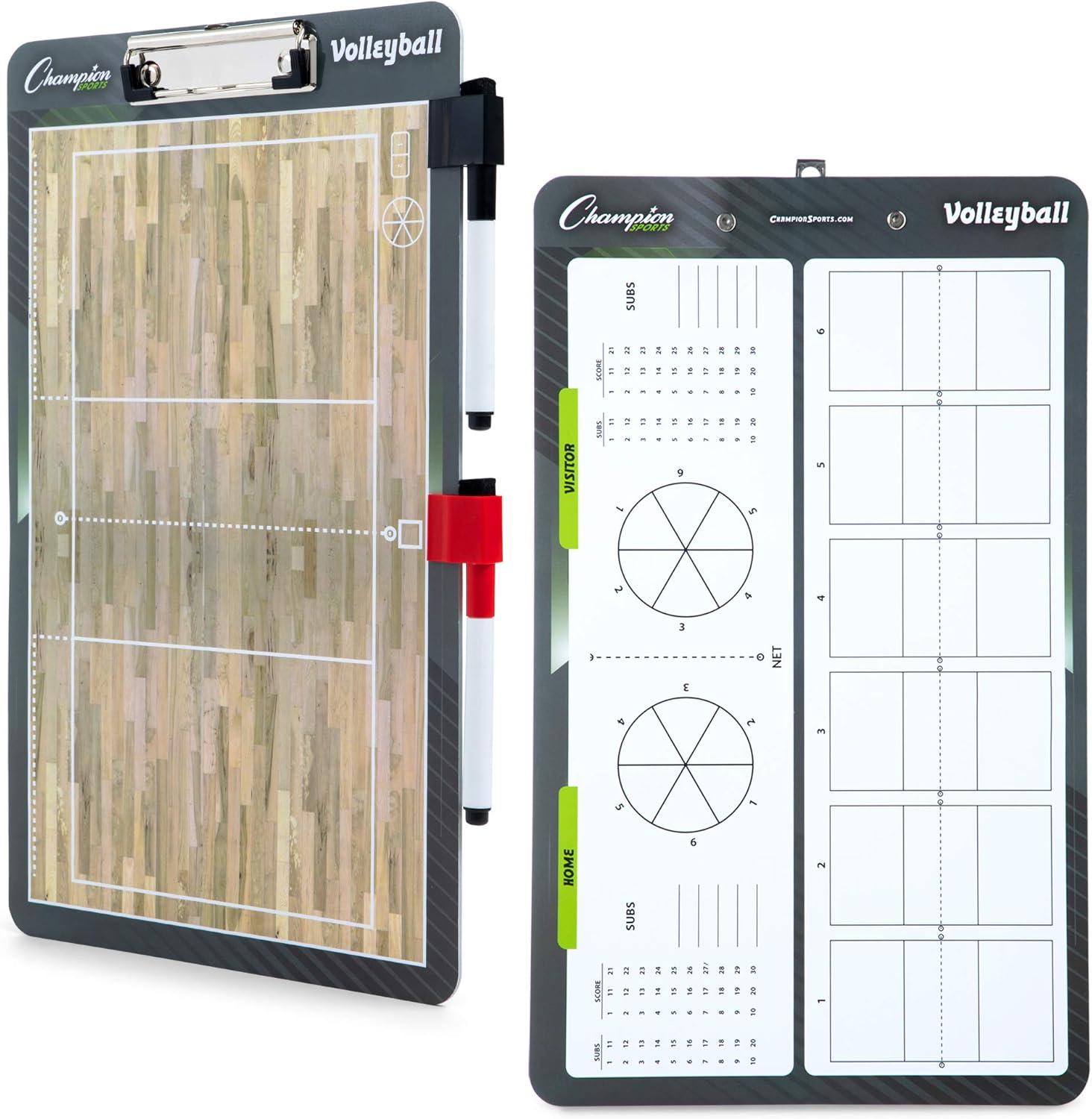 image:imageChampion Sports Large amp XL Dry Erase Board For Coaching Whiteboards for Strategizing Techniques Plays 2Sided Boards with Front Side Full Field Backside Half Field and LineupVolleyball