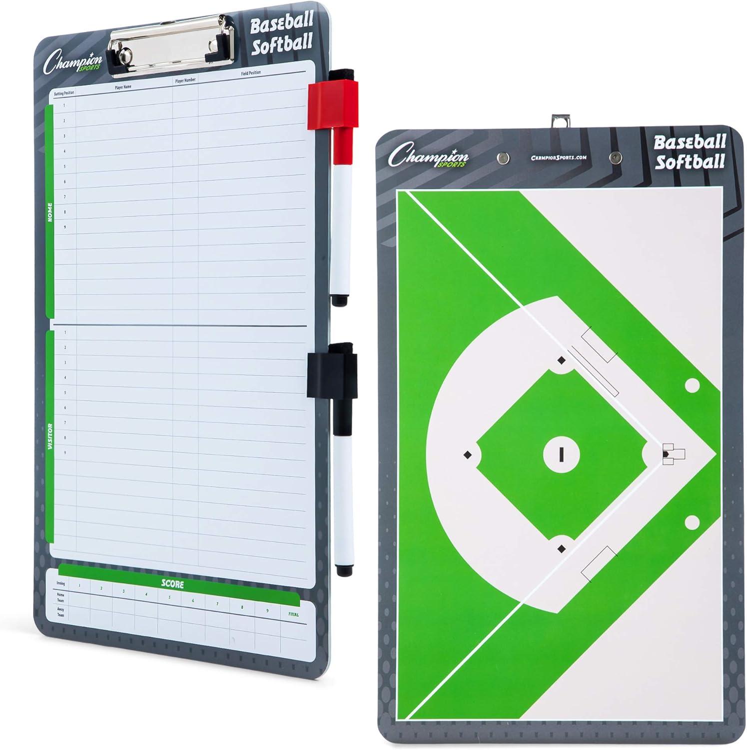 image:imageChampion Sports Large amp XL Dry Erase Board For Coaching Whiteboards for Strategizing Techniques Plays 2Sided Boards with Front Side Full Field Backside Half Field and LineupBaseballSoftball