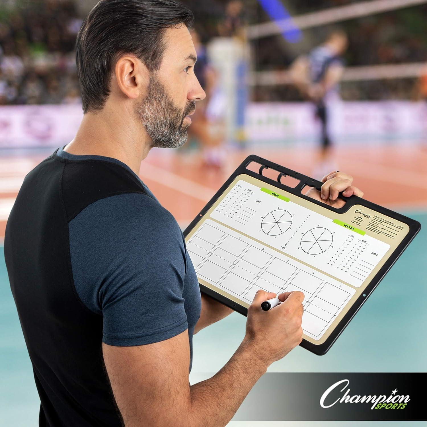 image:imageChampion Sports Large amp XL Dry Erase Board For Coaching Whiteboards for Strategizing Techniques Plays 2Sided Boards with Front Side Full Field Backside Half Field and LineupVolleyball