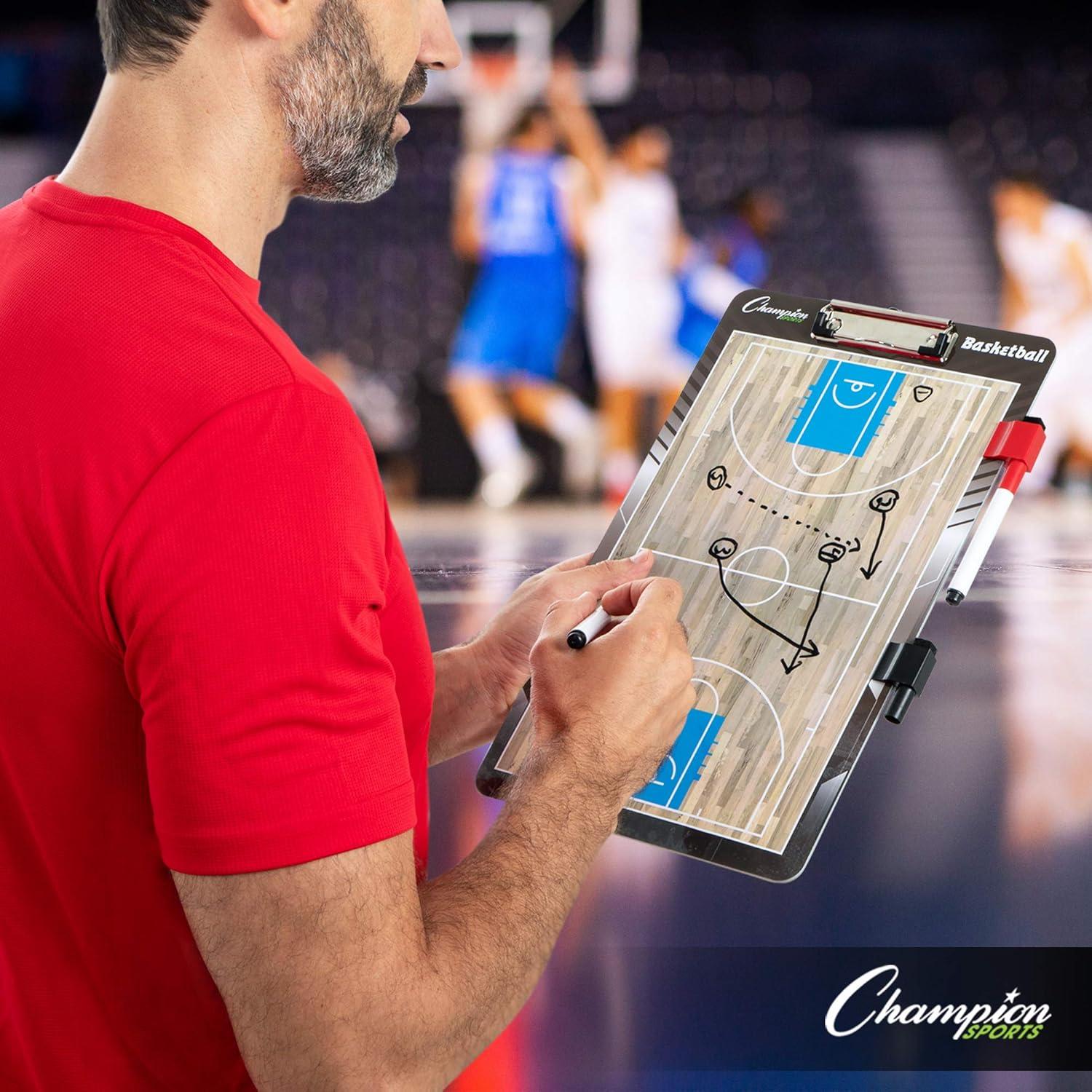 image:imageChampion Sports Large amp XL Dry Erase Board For Coaching Whiteboards for Strategizing Techniques Plays 2Sided Boards with Front Side Full Field Backside Half Field and LineupBasketball