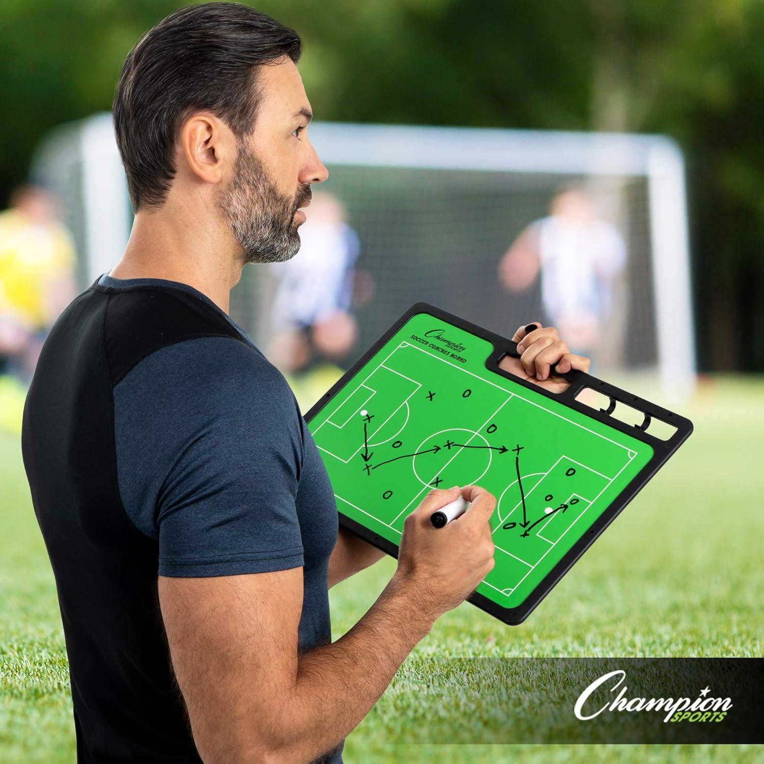 image:imageChampion Sports Large amp XL Dry Erase Board For Coaching Whiteboards for Strategizing Techniques Plays 2Sided Boards with Front Side Full Field Backside Half Field and LineupSoccer