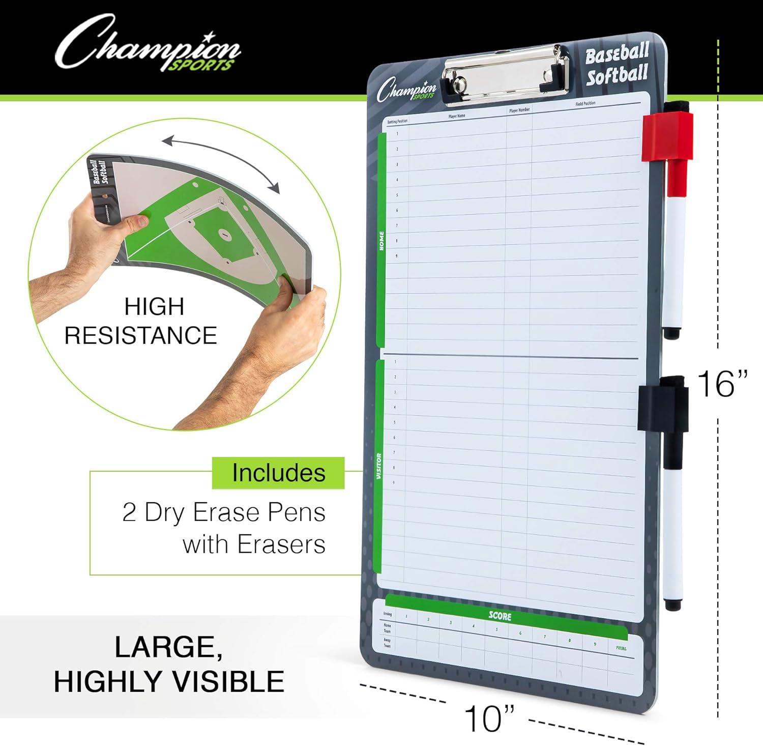 image:imageChampion Sports Large amp XL Dry Erase Board For Coaching Whiteboards for Strategizing Techniques Plays 2Sided Boards with Front Side Full Field Backside Half Field and LineupBaseballSoftball