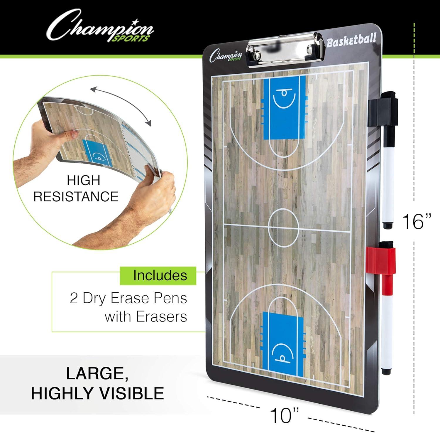 image:imageChampion Sports Large amp XL Dry Erase Board For Coaching Whiteboards for Strategizing Techniques Plays 2Sided Boards with Front Side Full Field Backside Half Field and LineupBasketball