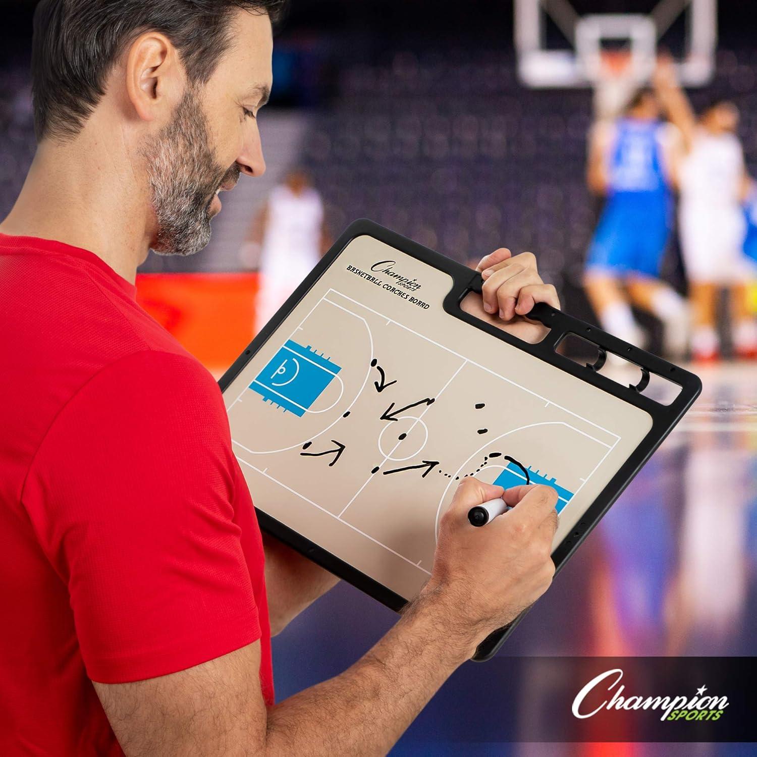 image:imageChampion Sports Large amp XL Dry Erase Board For Coaching Whiteboards for Strategizing Techniques Plays 2Sided Boards with Front Side Full Field Backside Half Field and LineupBasketball