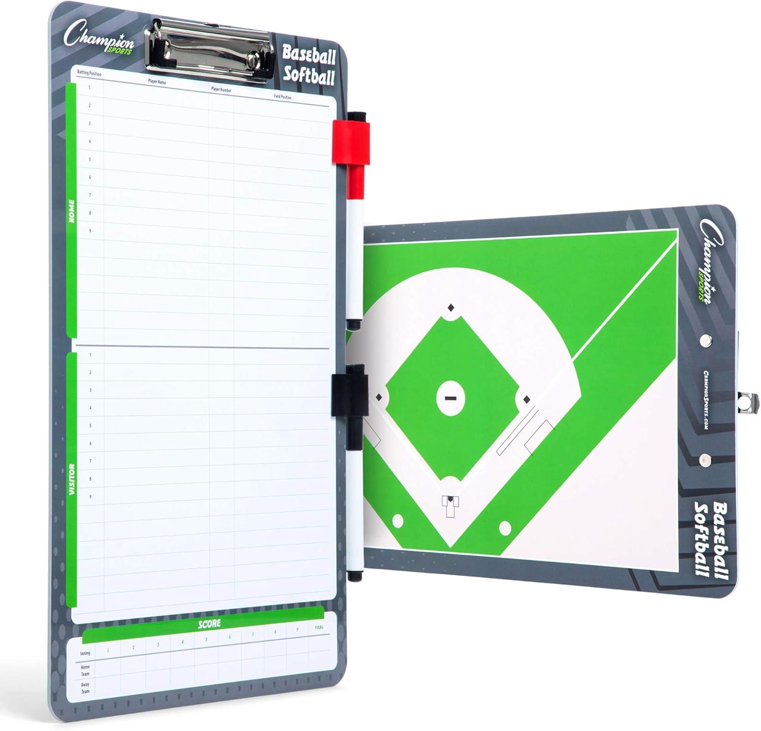 image:imageChampion Sports Large amp XL Dry Erase Board For Coaching Whiteboards for Strategizing Techniques Plays 2Sided Boards with Front Side Full Field Backside Half Field and LineupBaseballSoftball