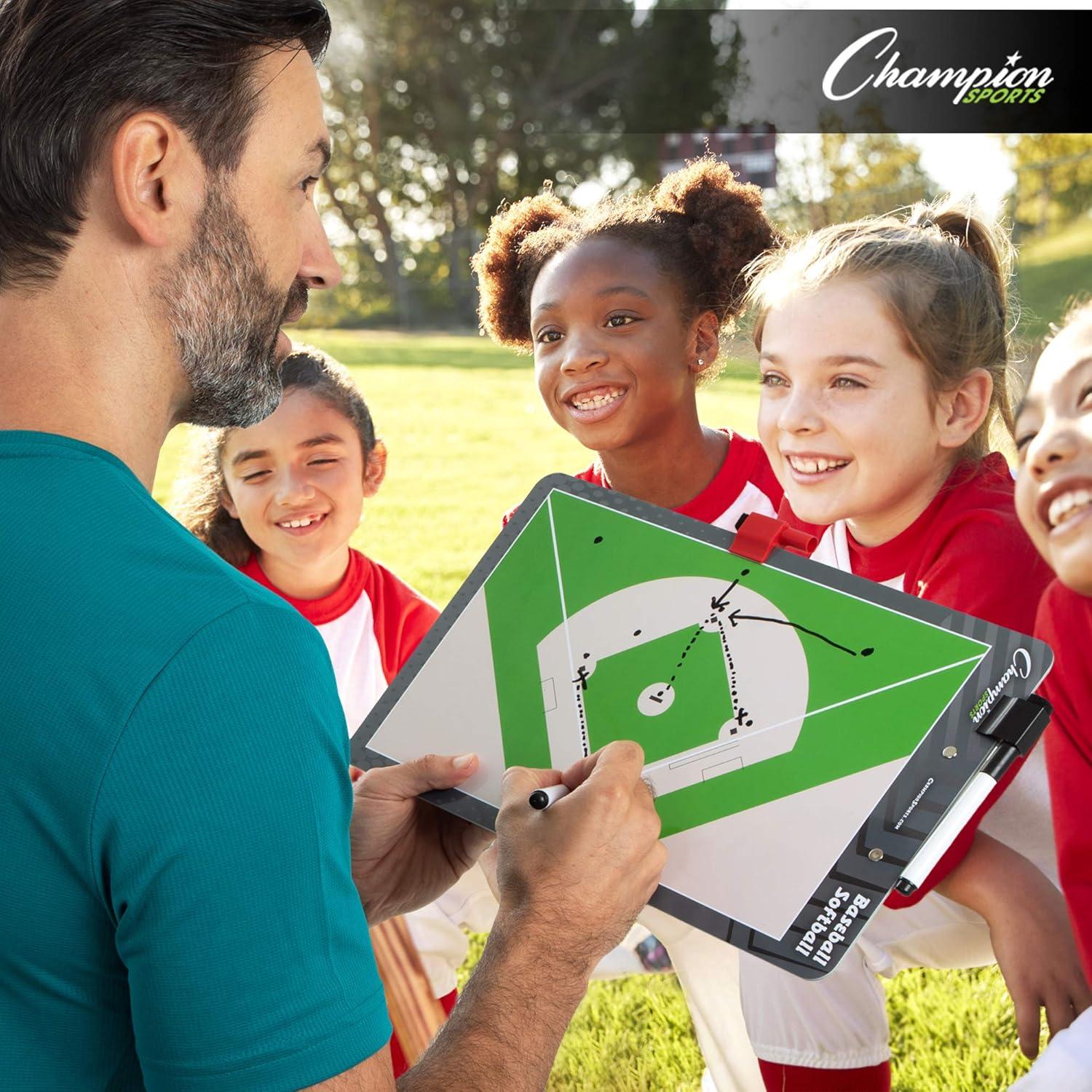 image:imageChampion Sports Large amp XL Dry Erase Board For Coaching Whiteboards for Strategizing Techniques Plays 2Sided Boards with Front Side Full Field Backside Half Field and LineupBaseballSoftball