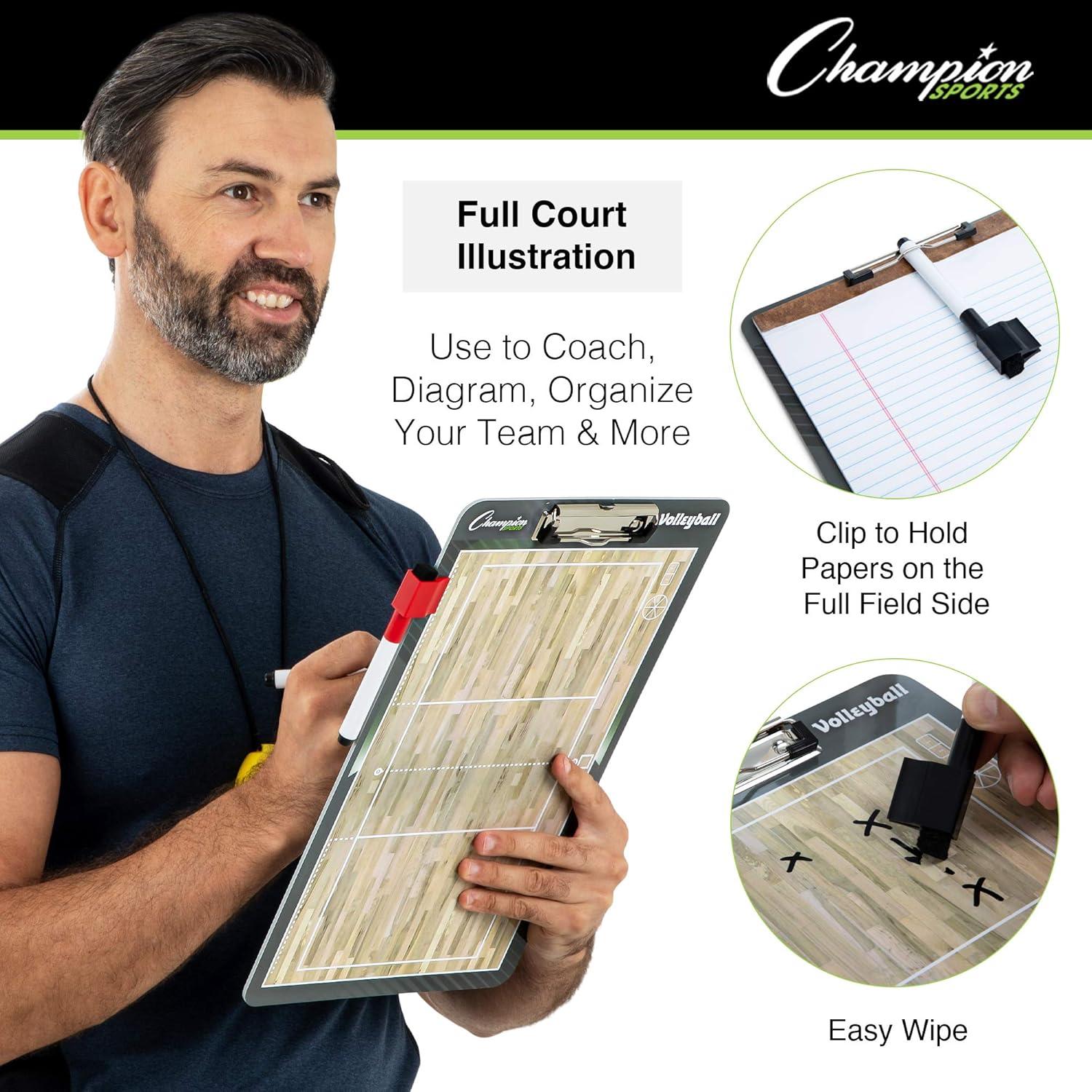image:imageChampion Sports Large amp XL Dry Erase Board For Coaching Whiteboards for Strategizing Techniques Plays 2Sided Boards with Front Side Full Field Backside Half Field and LineupVolleyball
