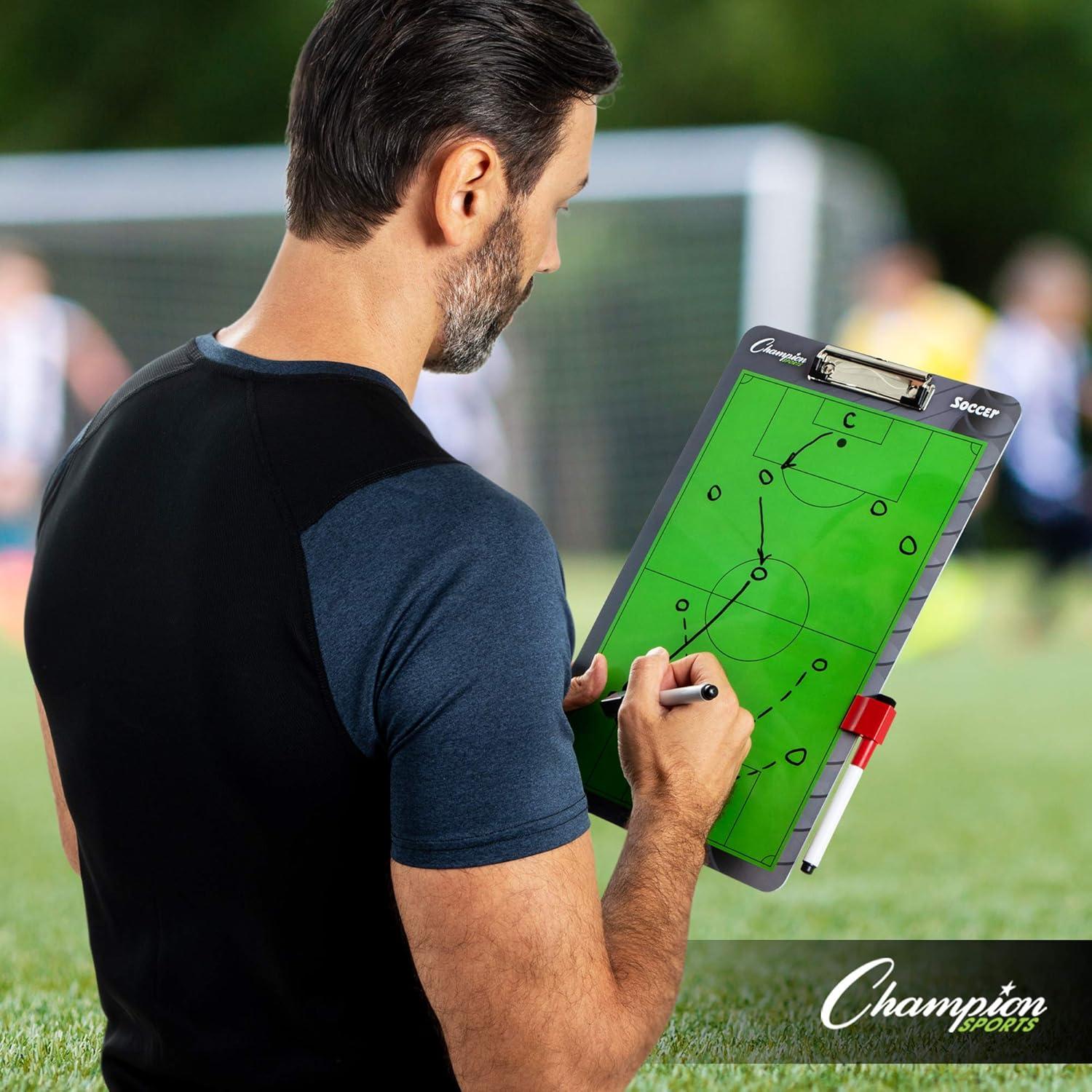 image:imageChampion Sports Large amp XL Dry Erase Board For Coaching Whiteboards for Strategizing Techniques Plays 2Sided Boards with Front Side Full Field Backside Half Field and LineupSoccer