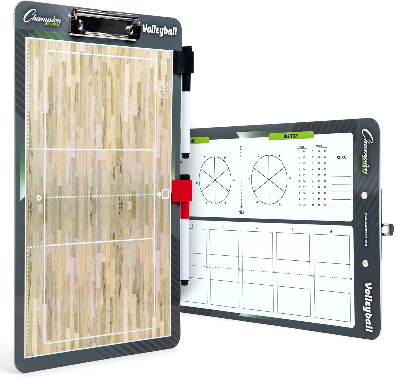 image:imageChampion Sports Large amp XL Dry Erase Board For Coaching Whiteboards for Strategizing Techniques Plays 2Sided Boards with Front Side Full Field Backside Half Field and LineupVolleyball