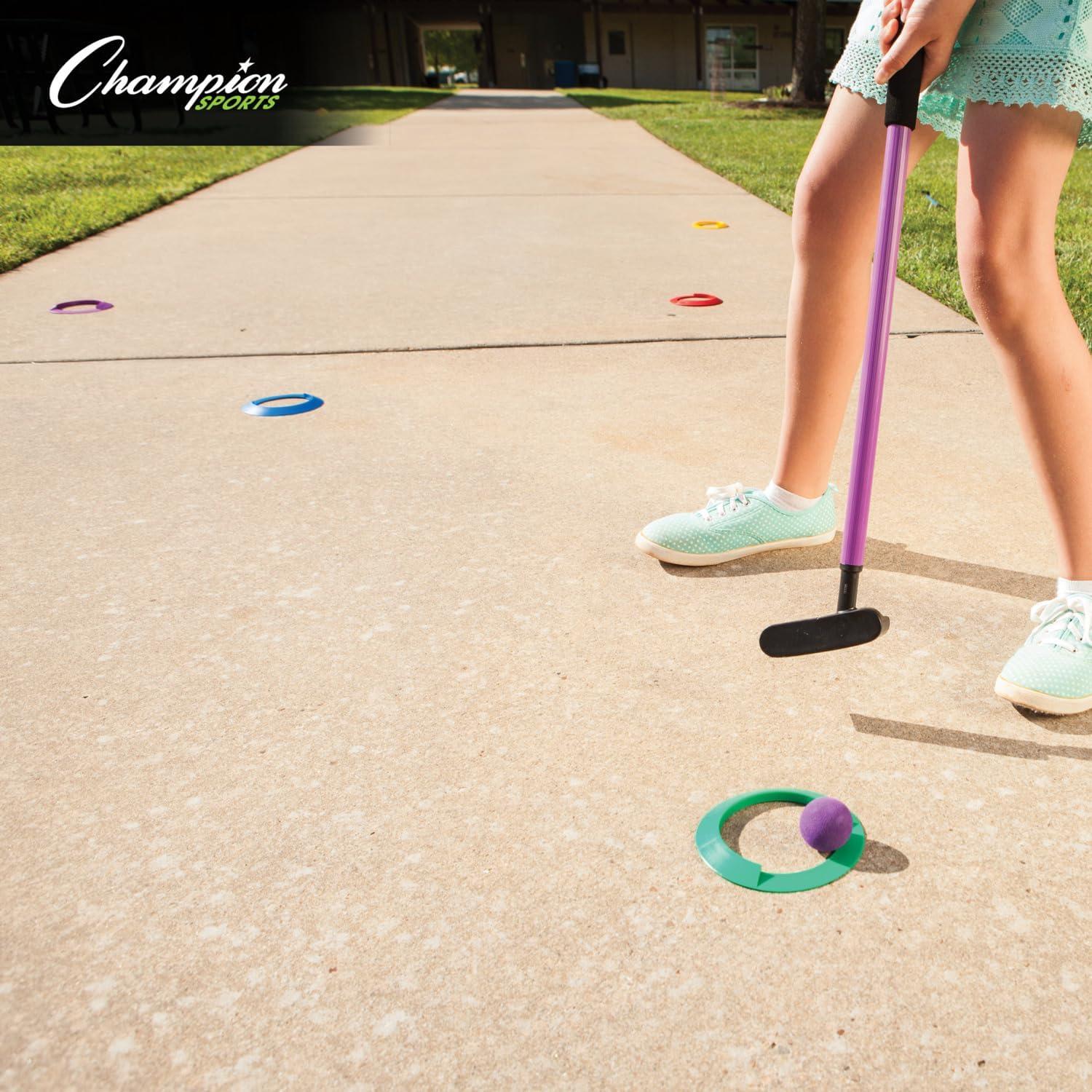 image:imageChampion Sports Mini Golf Clubs Multi Colored Putt Putt Miniature Golfing Set for Kids 6 Putters 18 Holes amp 18 Balls