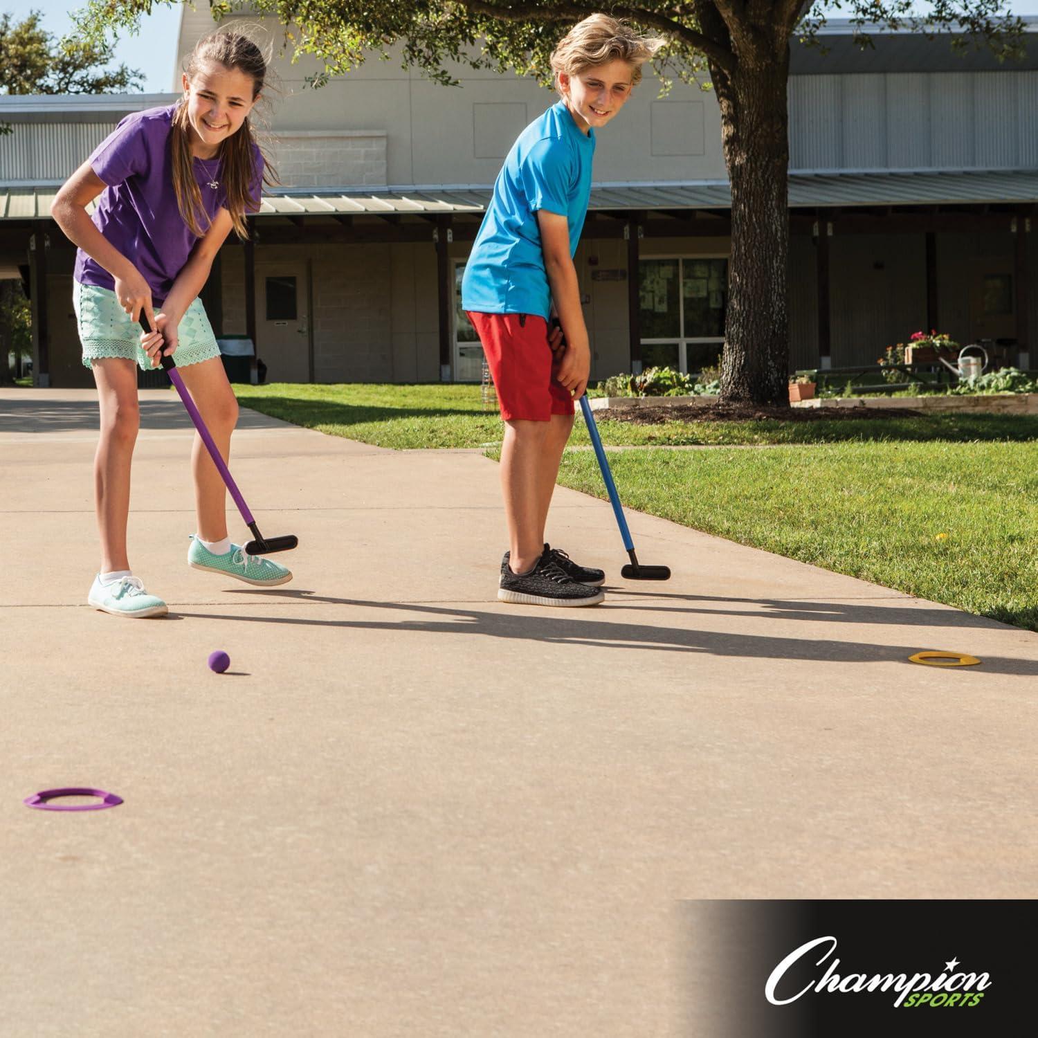 image:imageChampion Sports Mini Golf Clubs Multi Colored Putt Putt Miniature Golfing Set for Kids 6 Putters 18 Holes amp 18 Balls