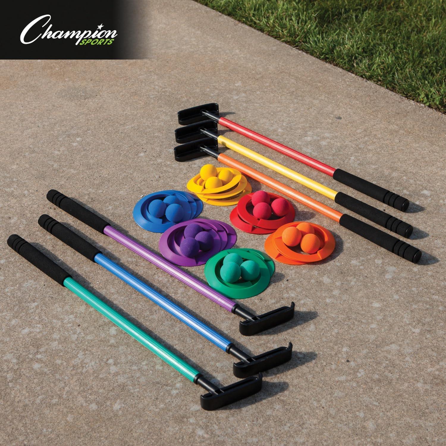 image:imageChampion Sports Mini Golf Clubs Multi Colored Putt Putt Miniature Golfing Set for Kids 6 Putters 18 Holes amp 18 Balls