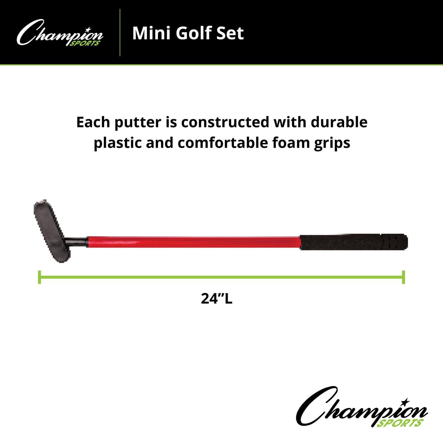 image:imageChampion Sports Mini Golf Clubs Multi Colored Putt Putt Miniature Golfing Set for Kids 6 Putters 18 Holes amp 18 Balls