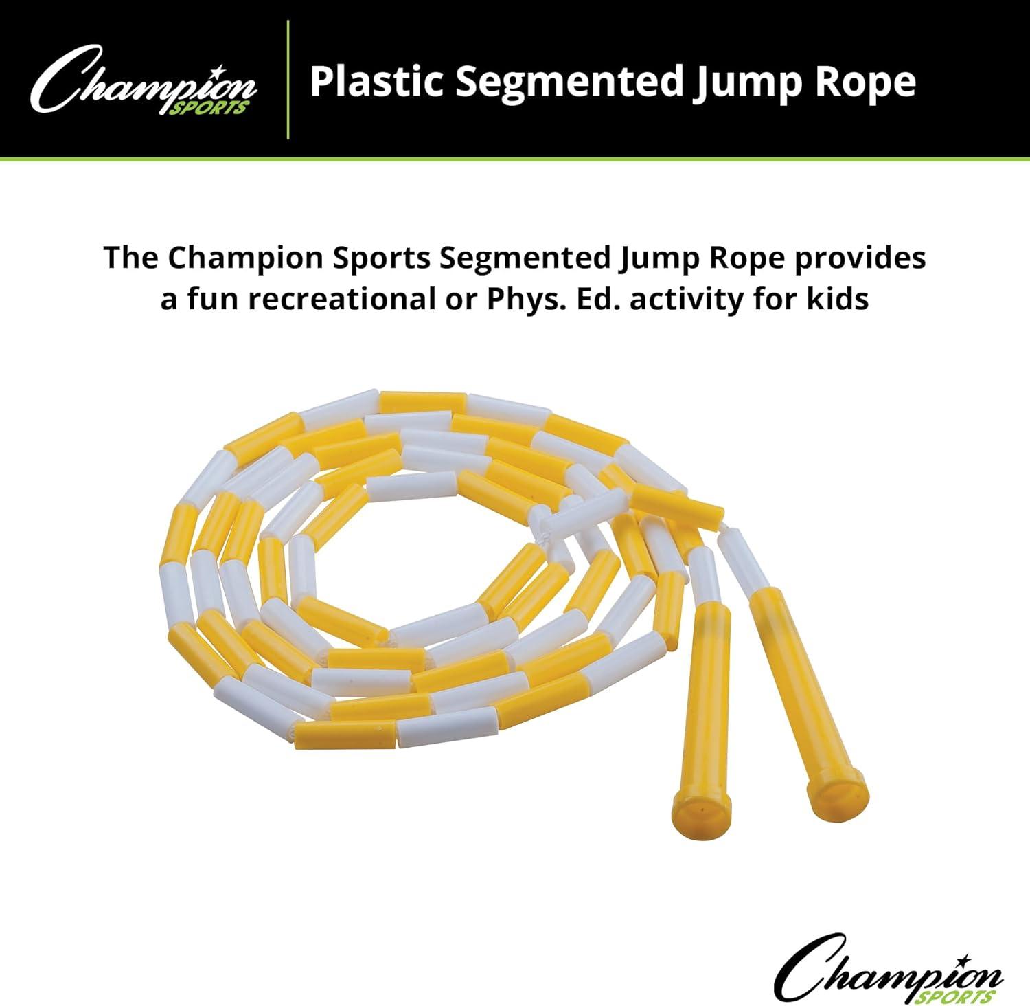 image:imageChampion Sports Plastic Segmented Jump Ropes 7 to 16 ft Lengths Fun Durable Ropes for All Ages Available in Multiple Color Options Great for Cardiovascular Fitness amp RhythmWhiteYellow 8 Feet