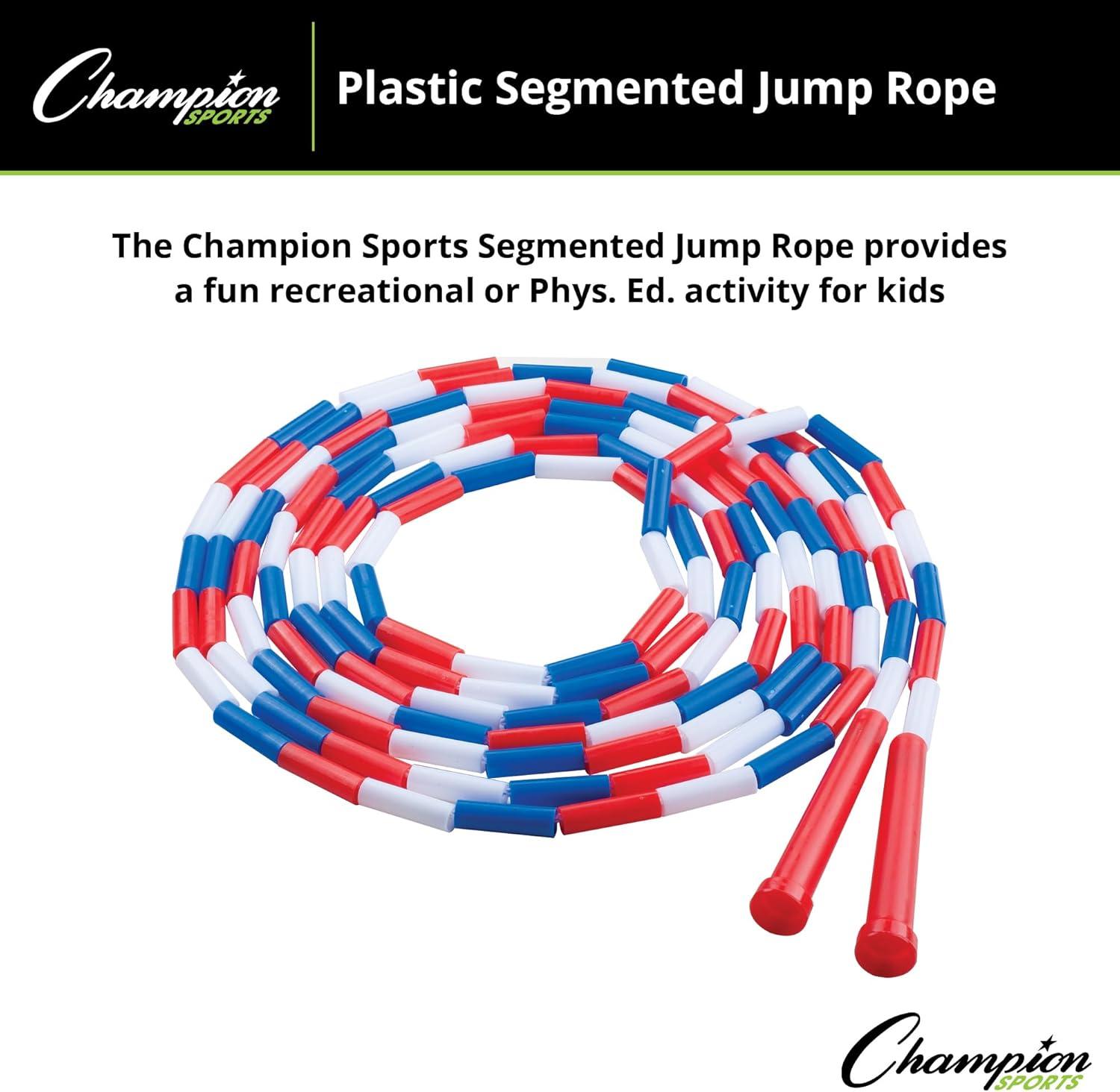image:imageChampion Sports Plastic Segmented Jump Ropes 7 to 16 ft Lengths Fun Durable Ropes for All Ages Available in Multiple Color Options Great for Cardiovascular Fitness amp RhythmWhite 16 Feet