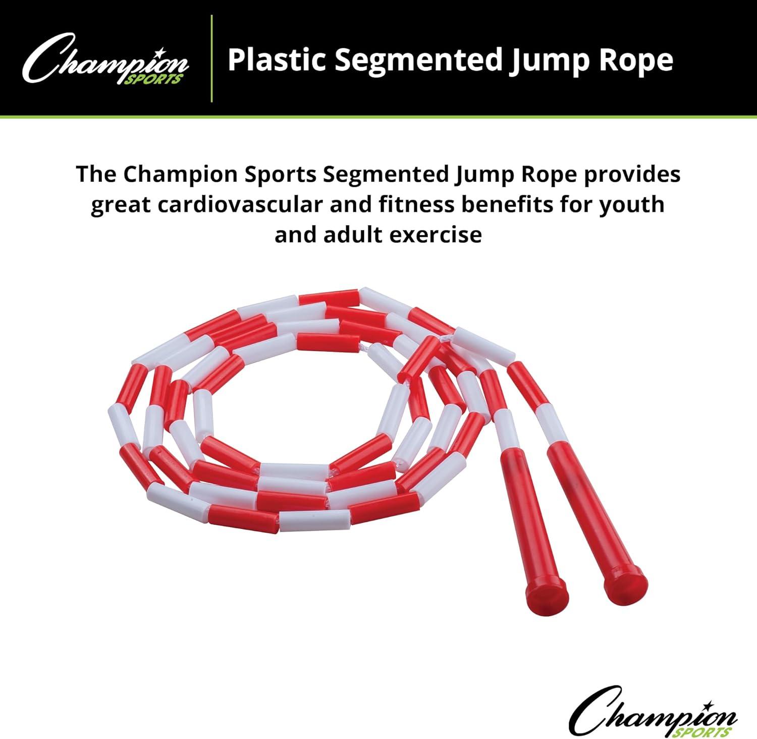 image:imageChampion Sports Plastic Segmented Jump Ropes 7 to 16 ft Lengths Fun Durable Ropes for All Ages Available in Multiple Color Options Great for Cardiovascular Fitness amp RhythmRedWhite 7 Feet
